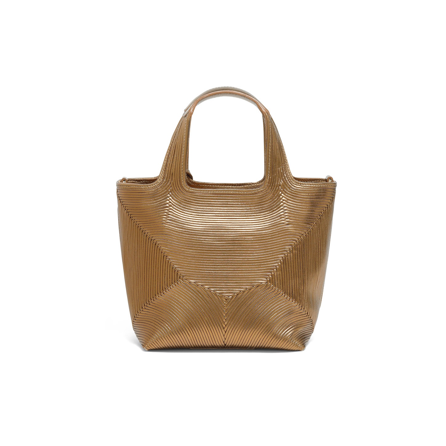 Gold laminated leather handbag - 5