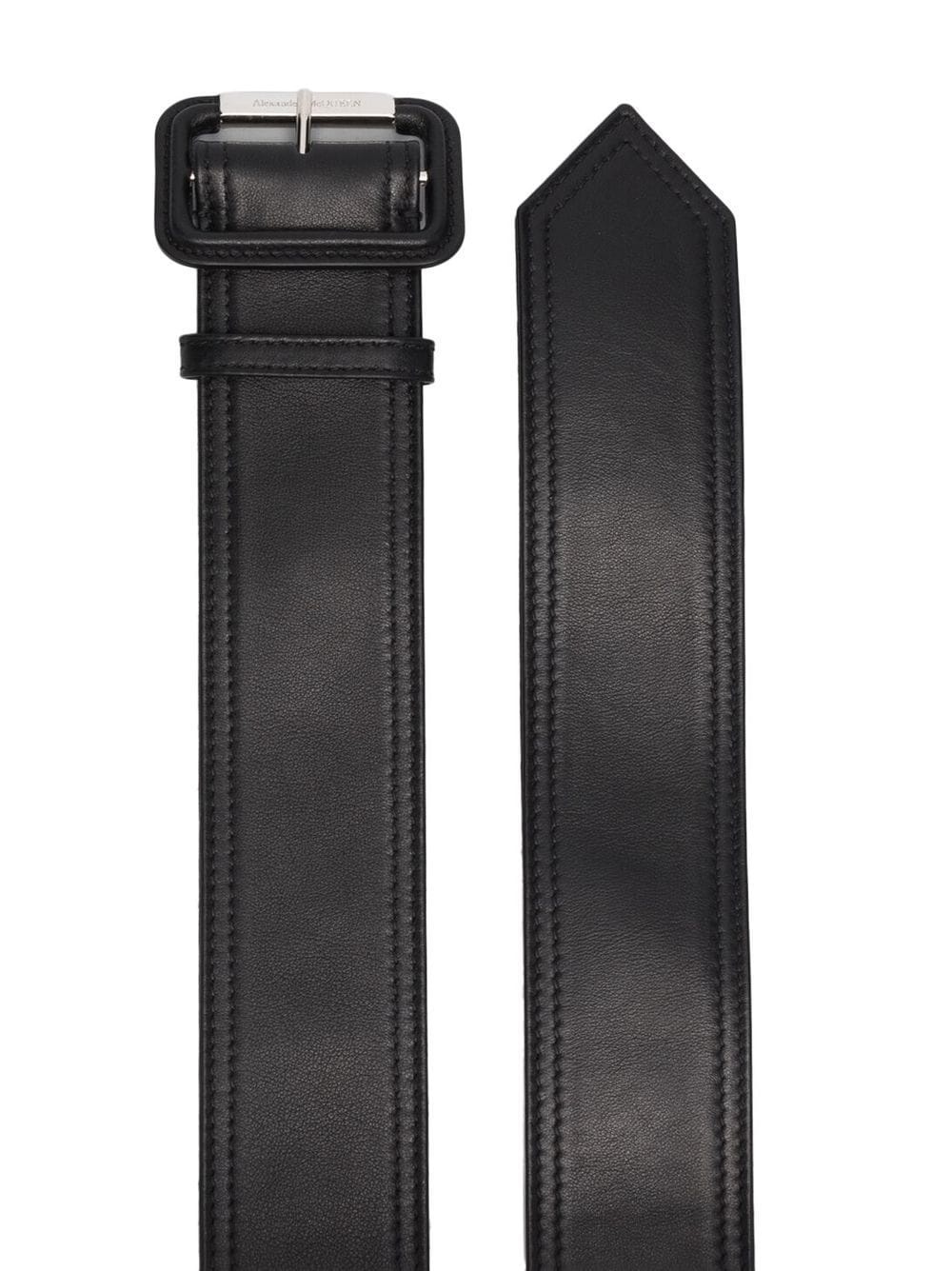 pointed leather buckle belt - 2