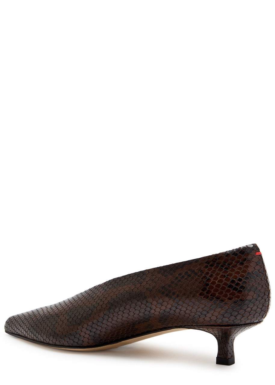 Aeyde Clara 35 Python-effect Leather Pumps - 2