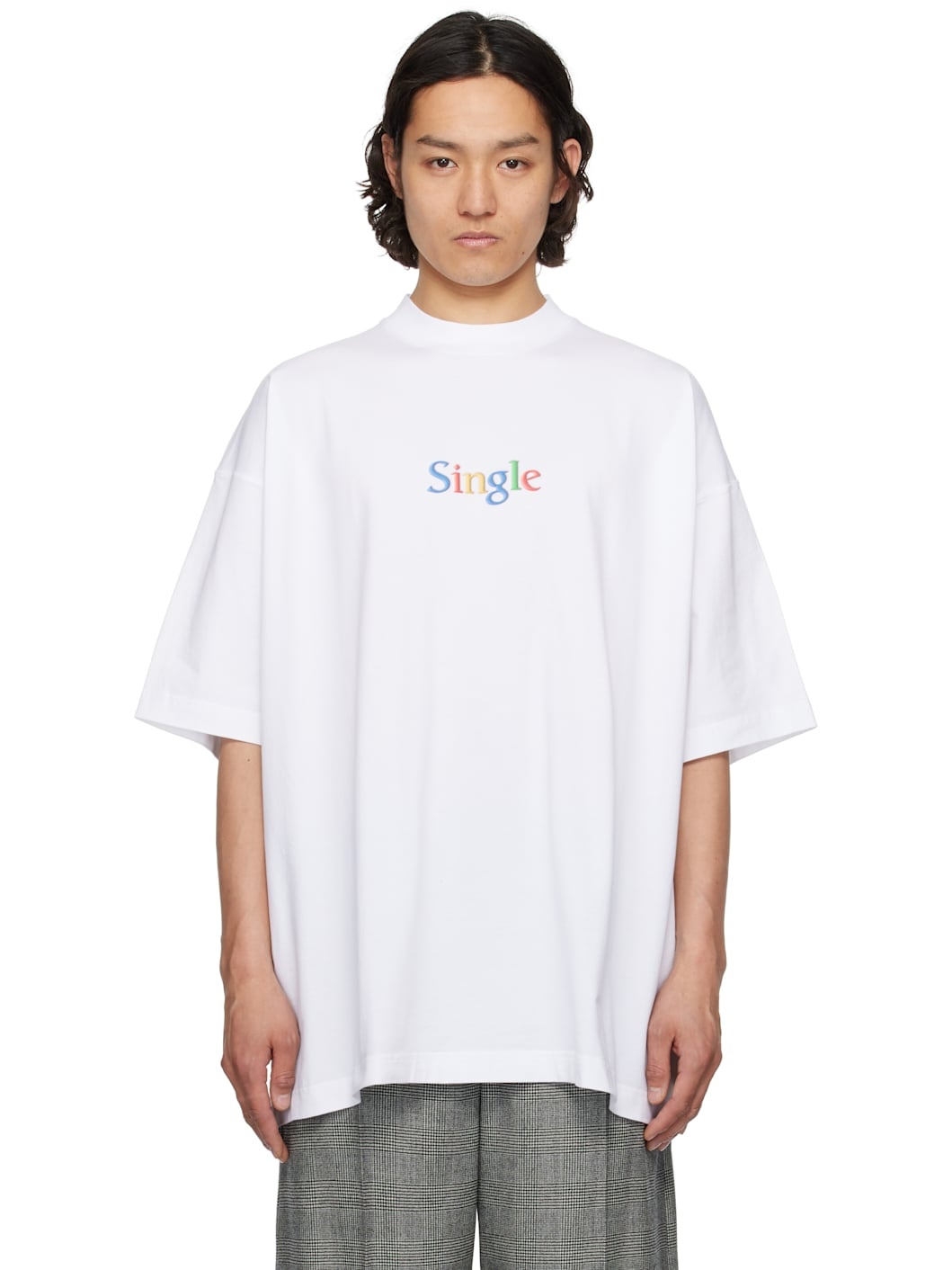 White 'Single' Oversized T-shirt - 1
