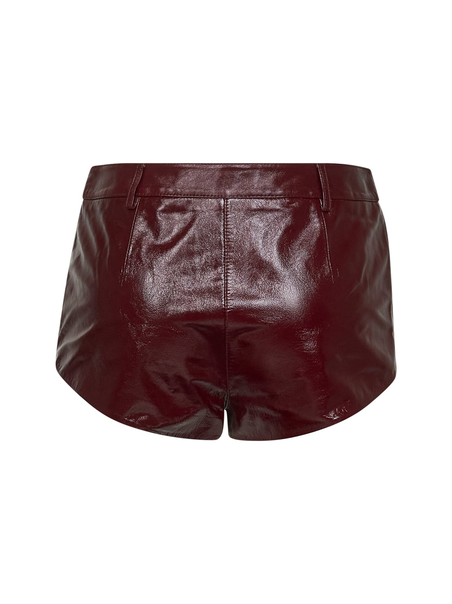 Burgundy nappa leather mini shorts - 2
