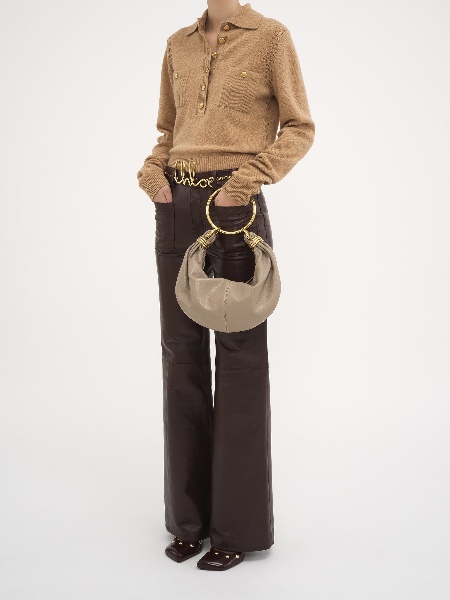SMALL BRACELET HOBO BAG IN GRAINED LEATHER - 2