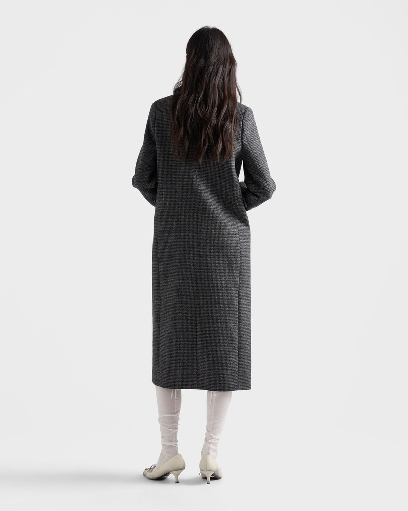 Double-breasted gingham-checked mouliné wool coat 5