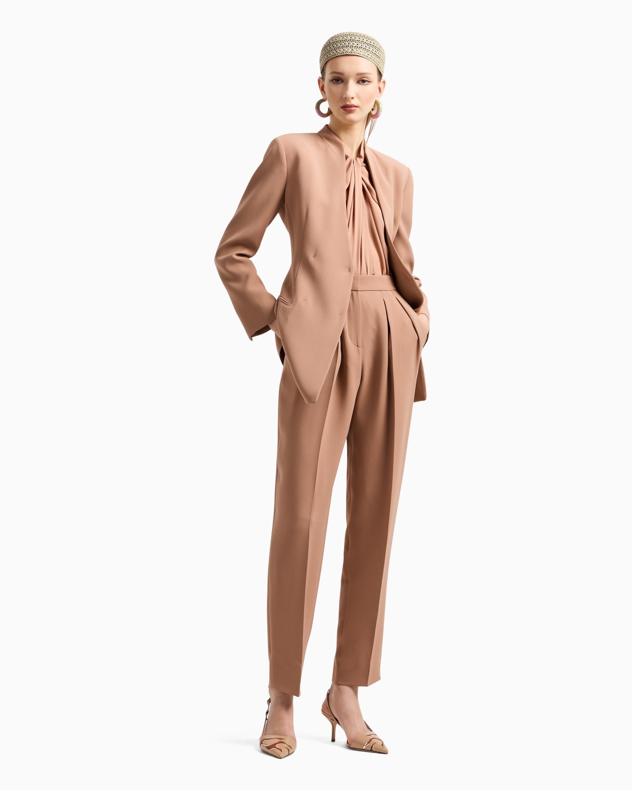 SILK CADY TROUSERS WITH PLEATS - 2