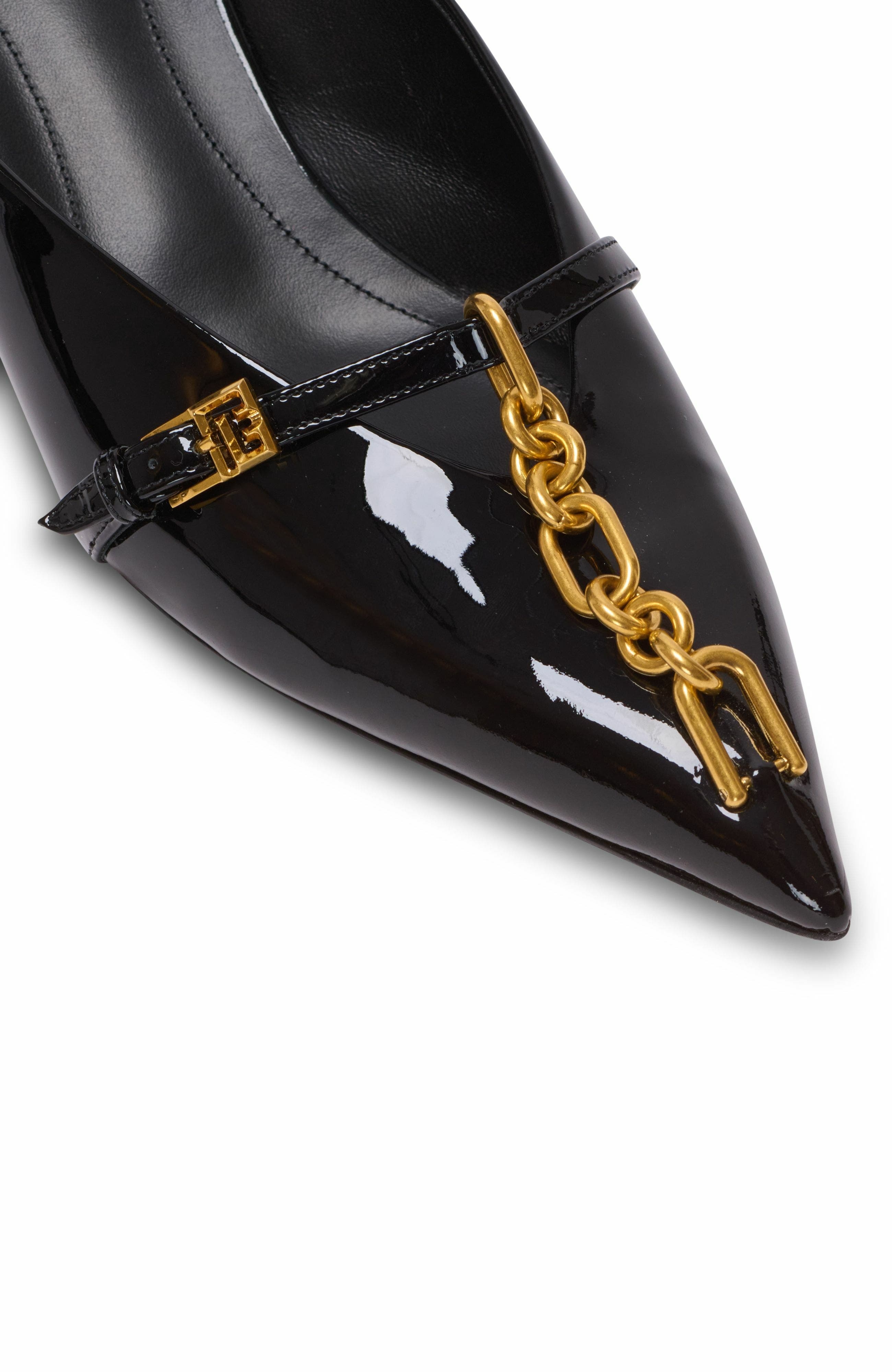 Balmain Sync patent leather mules with pointed toe in Black at Nordstrom - 6