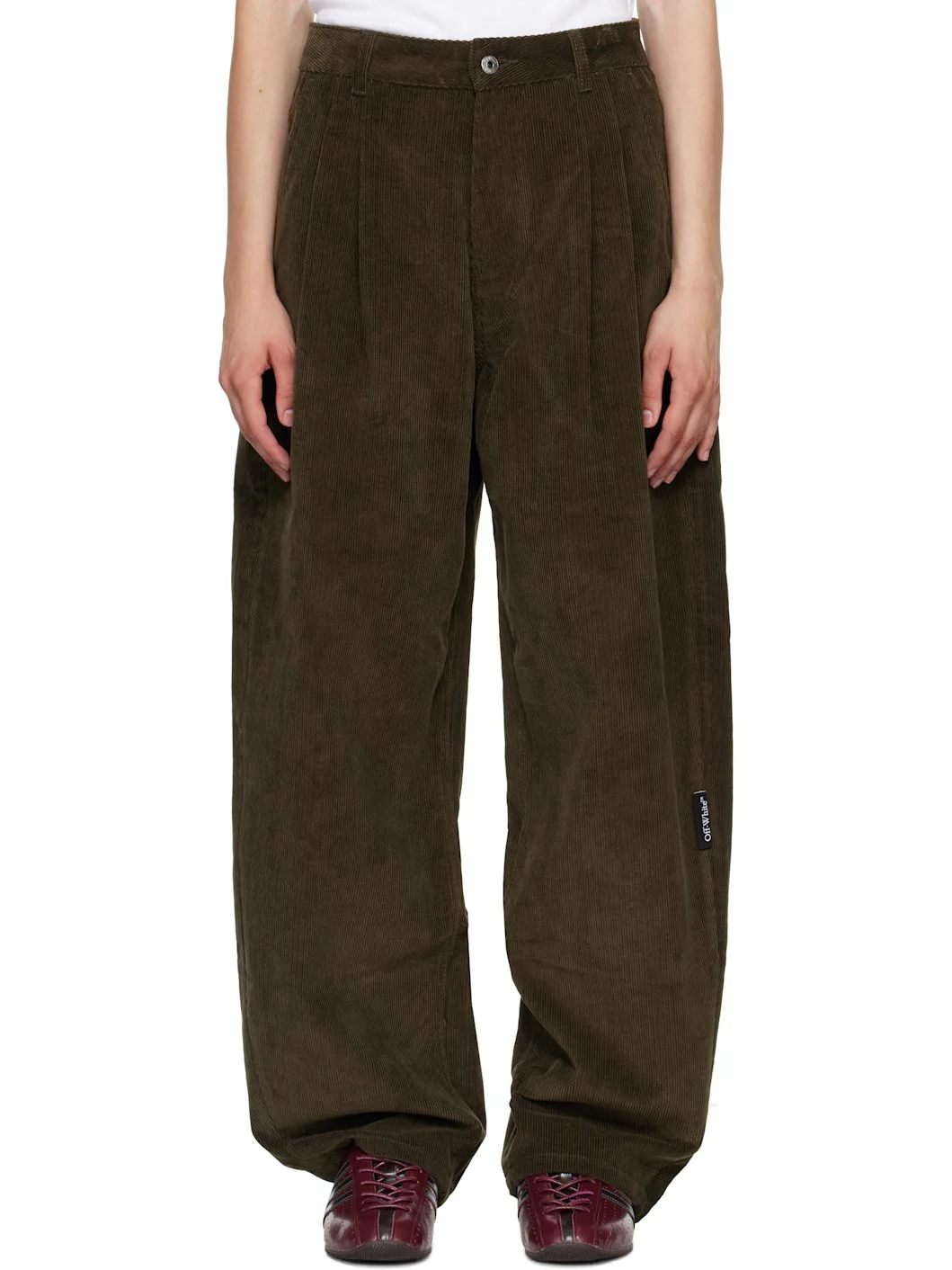 Khaki Corduroy Balloon Trousers - 1