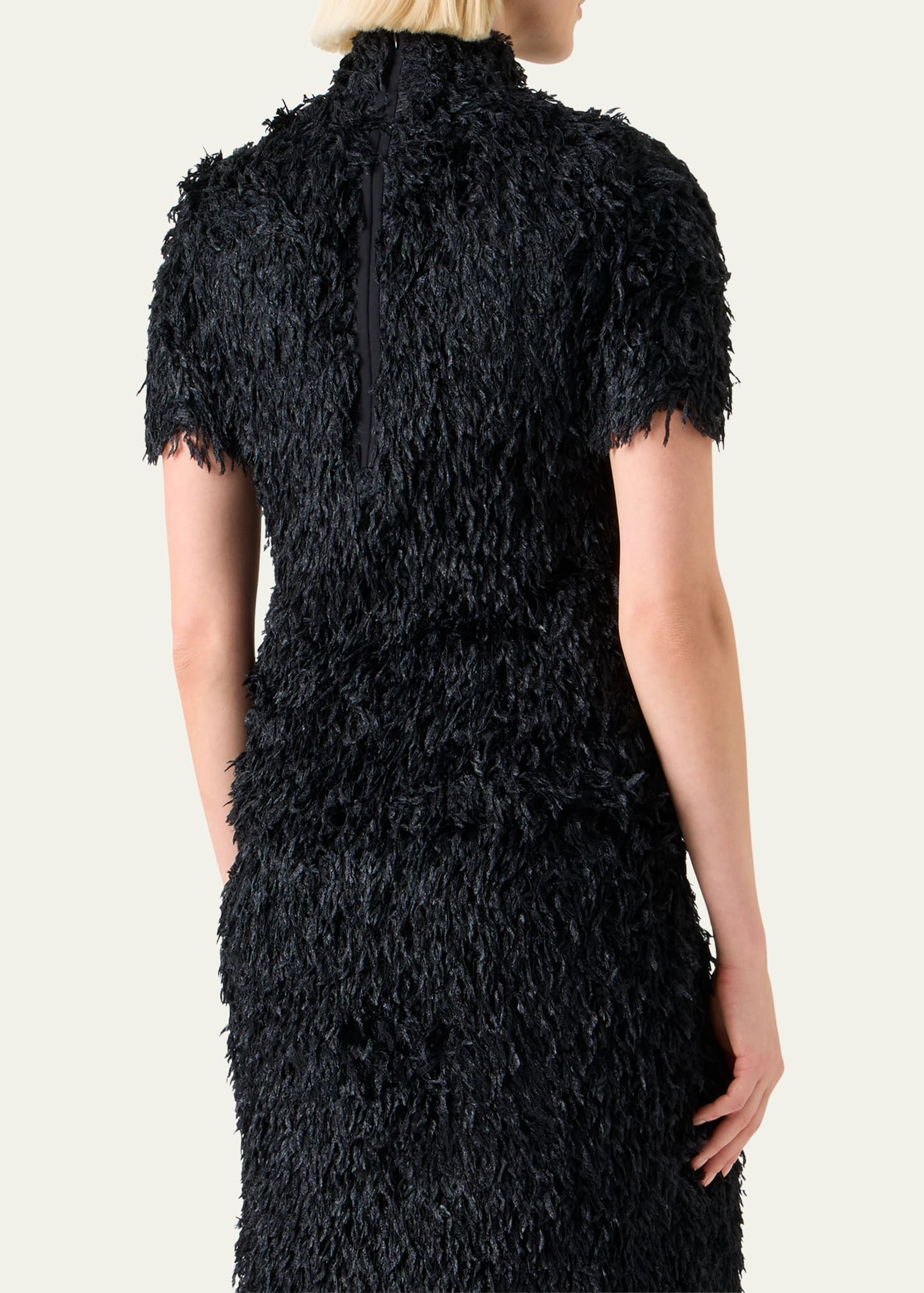 Faux-Feather Fringe Short Sleeve Blouse - 3