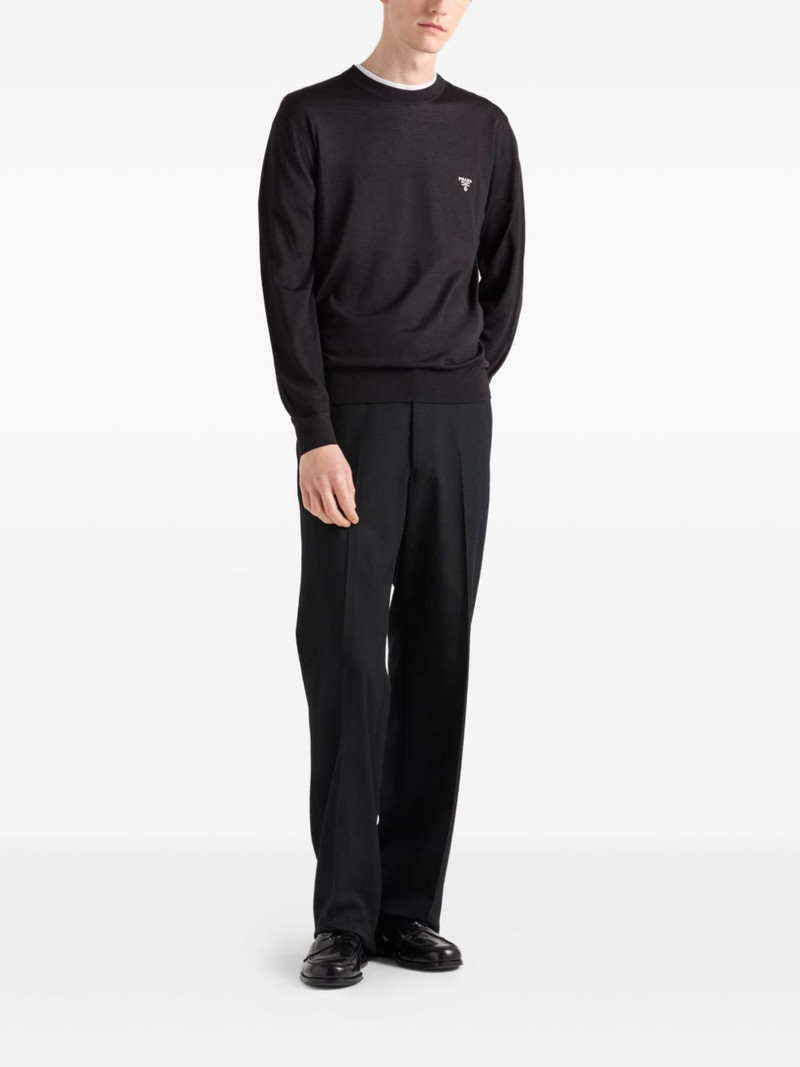 Prada embroidered-logo crew-neck sweater outlook