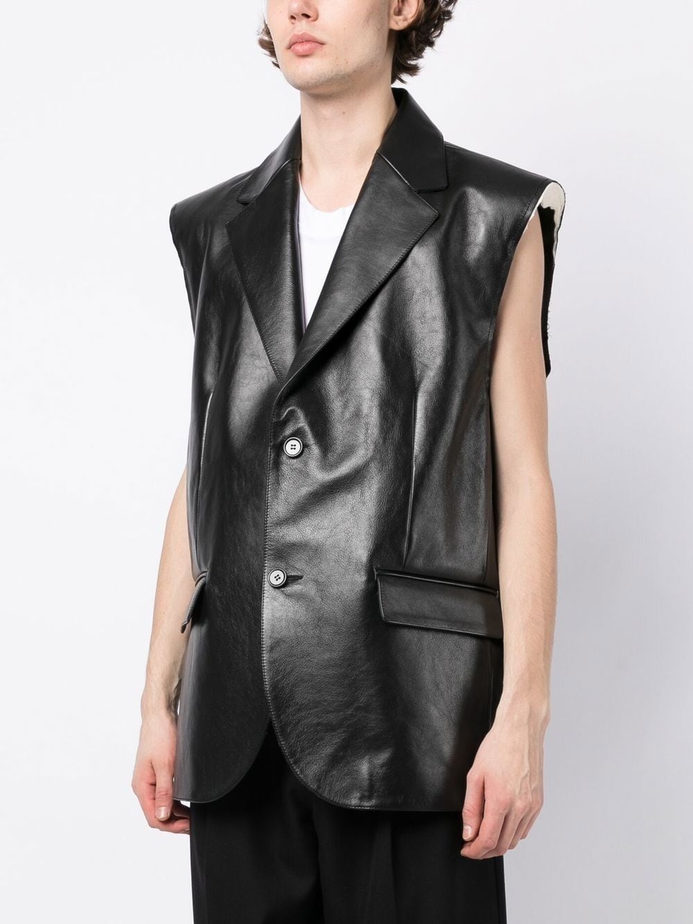 leather sleeveless shirt - 4