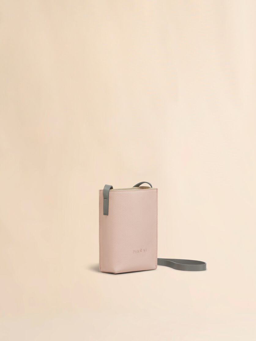 LIGHT PINK AND BEIGE LEATHER MUSEO NANO BAG WITH MARNI SYMBOL EMBROIDERY - 5