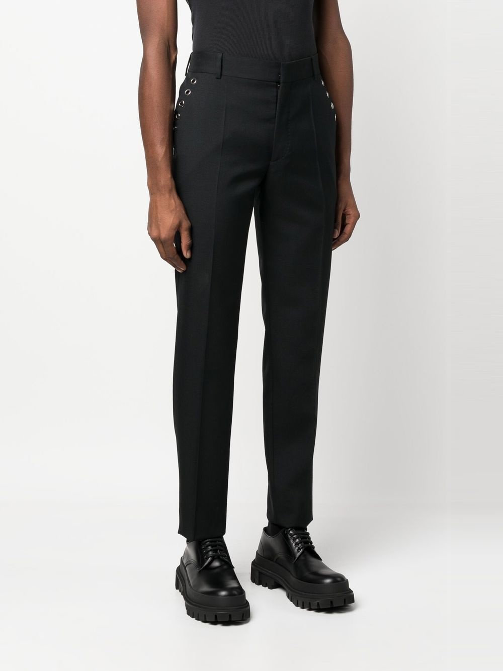 tailored eyelet-detail trousers - 3