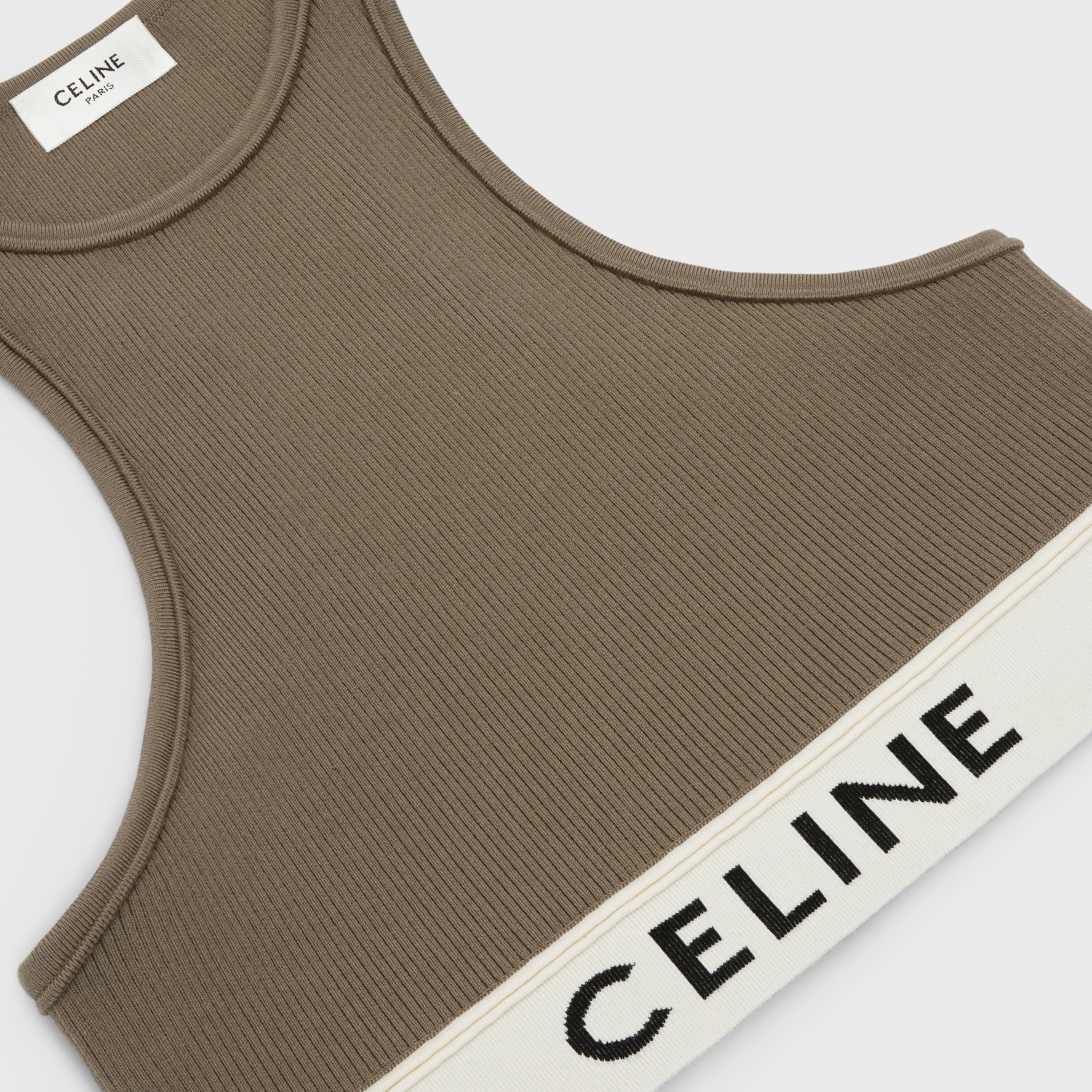 CELINE | ATHLETIC KNIT SPORTS BRA KHAKI & CREAM スポーツブラ CELINE Celine sports bra in athletic knit | REVERSIBLE