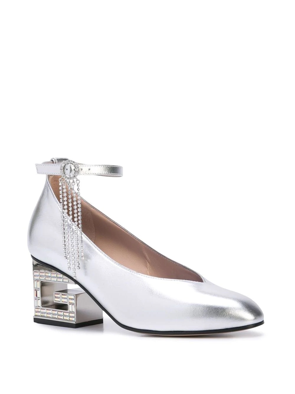 metallic G block heel pumps - 2