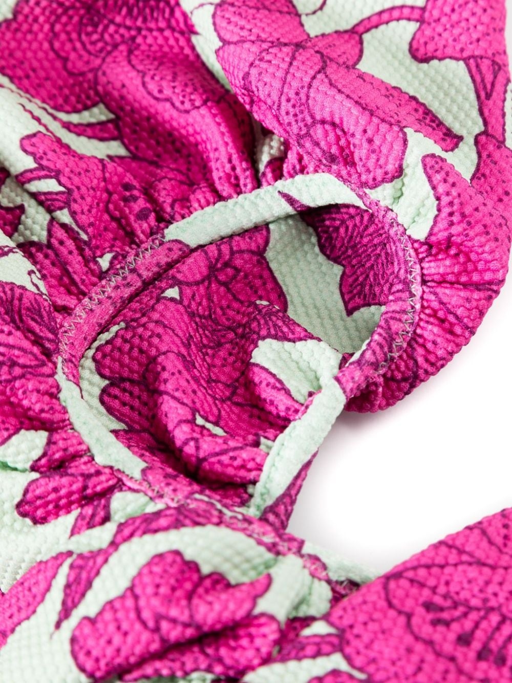 floral-print ruffled bikini top - 3