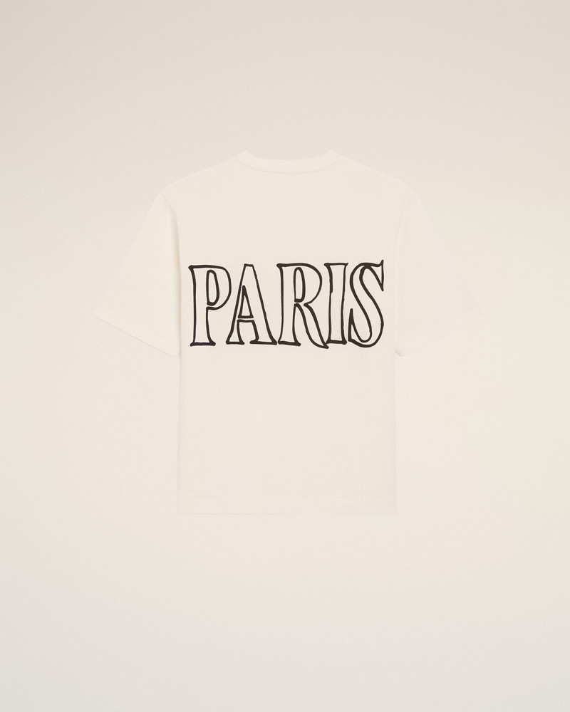 WHITE COTTON AMI PARIS PRINT T-SHIRT 7