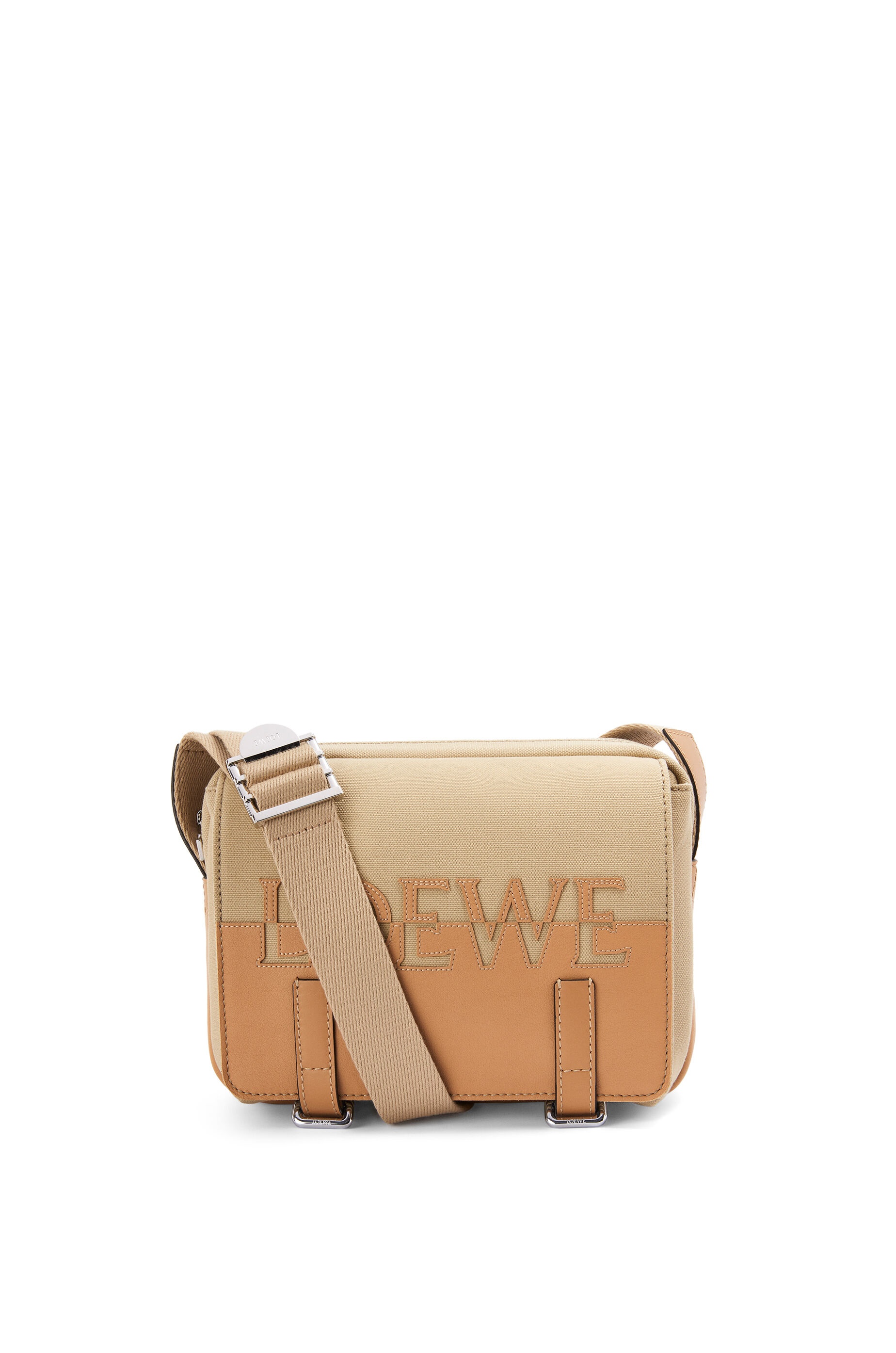 Signature XS Military messenger bag in canvas and classic calfskin - 1