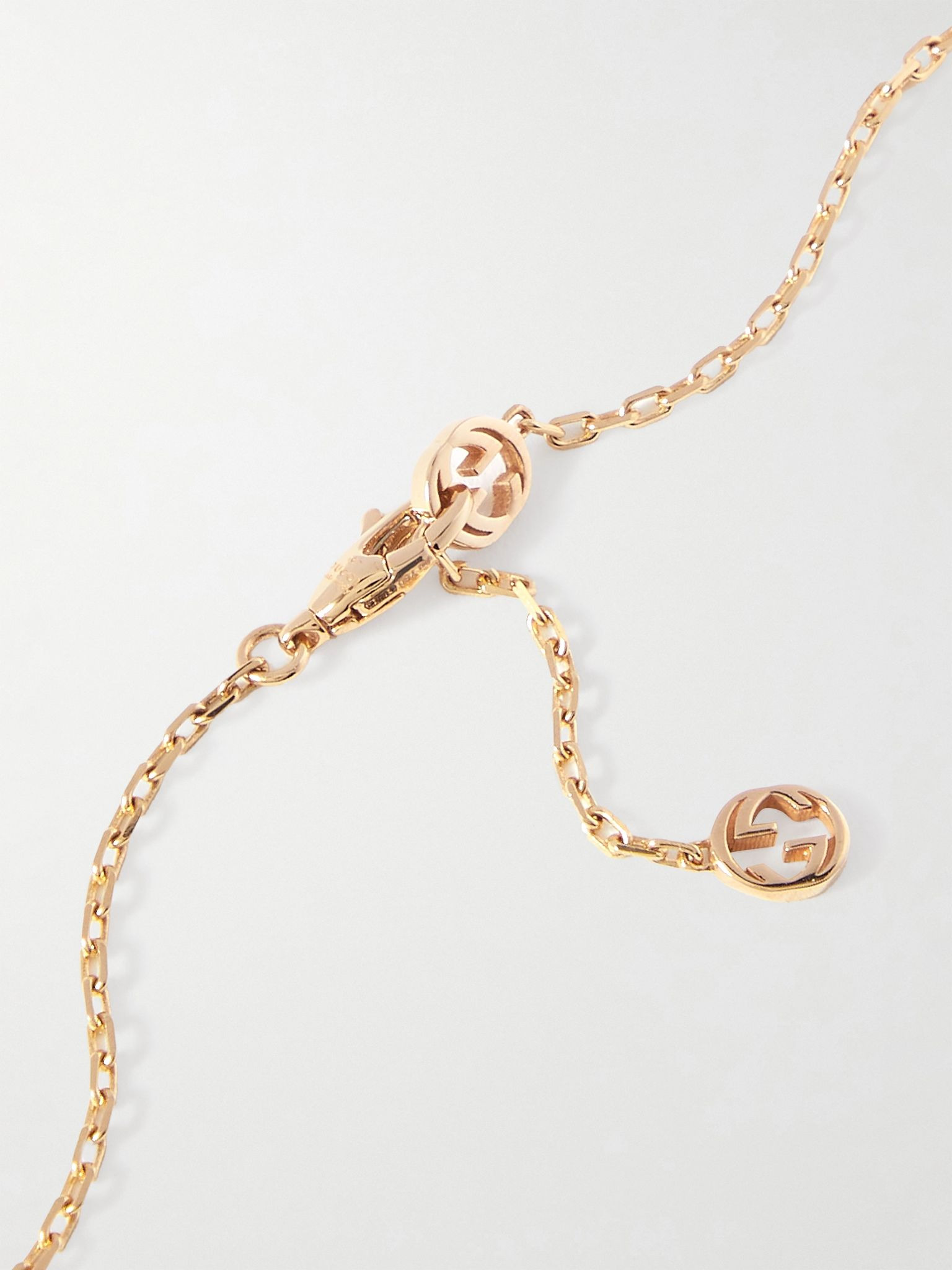 Interlocking G 18-karat gold, agate and diamond necklace Green - 3