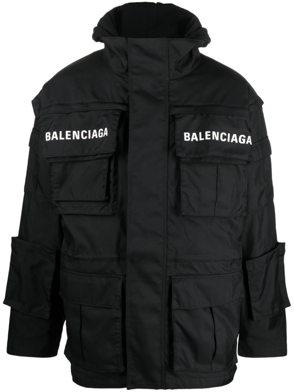 logo-print oversized technical parka - 1