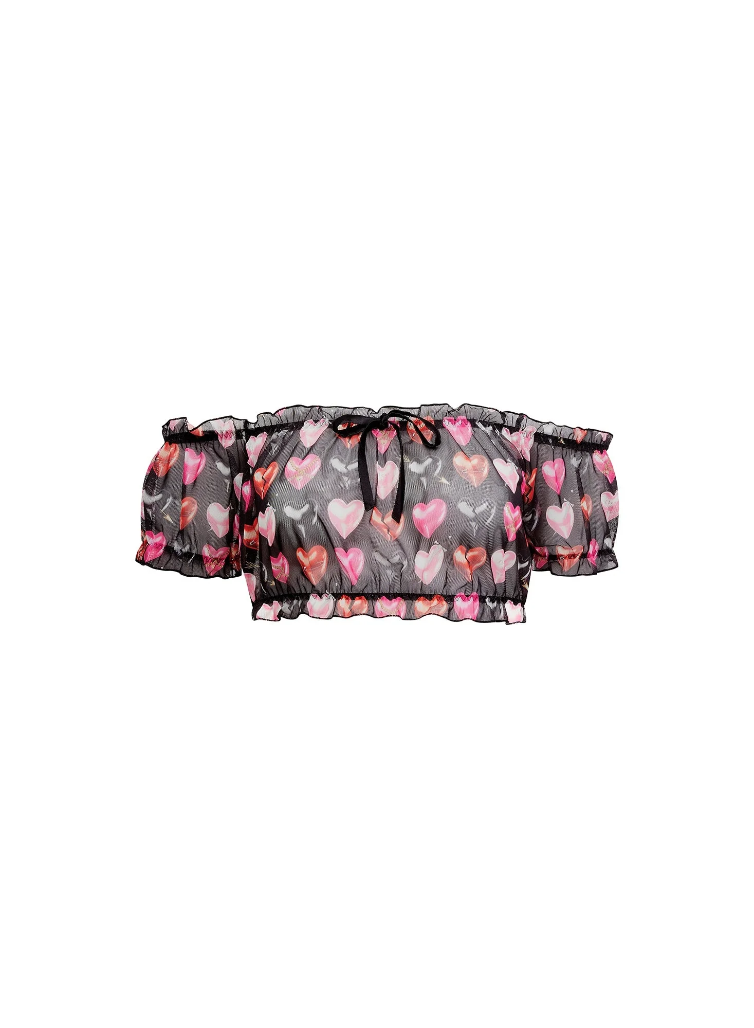 Ruched Mesh Crop Top - 1