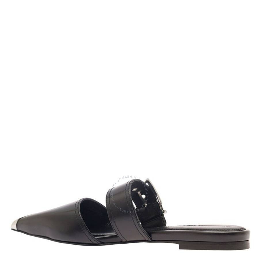 Alexander McQueen Mules With Metal Tip In Leather - 2