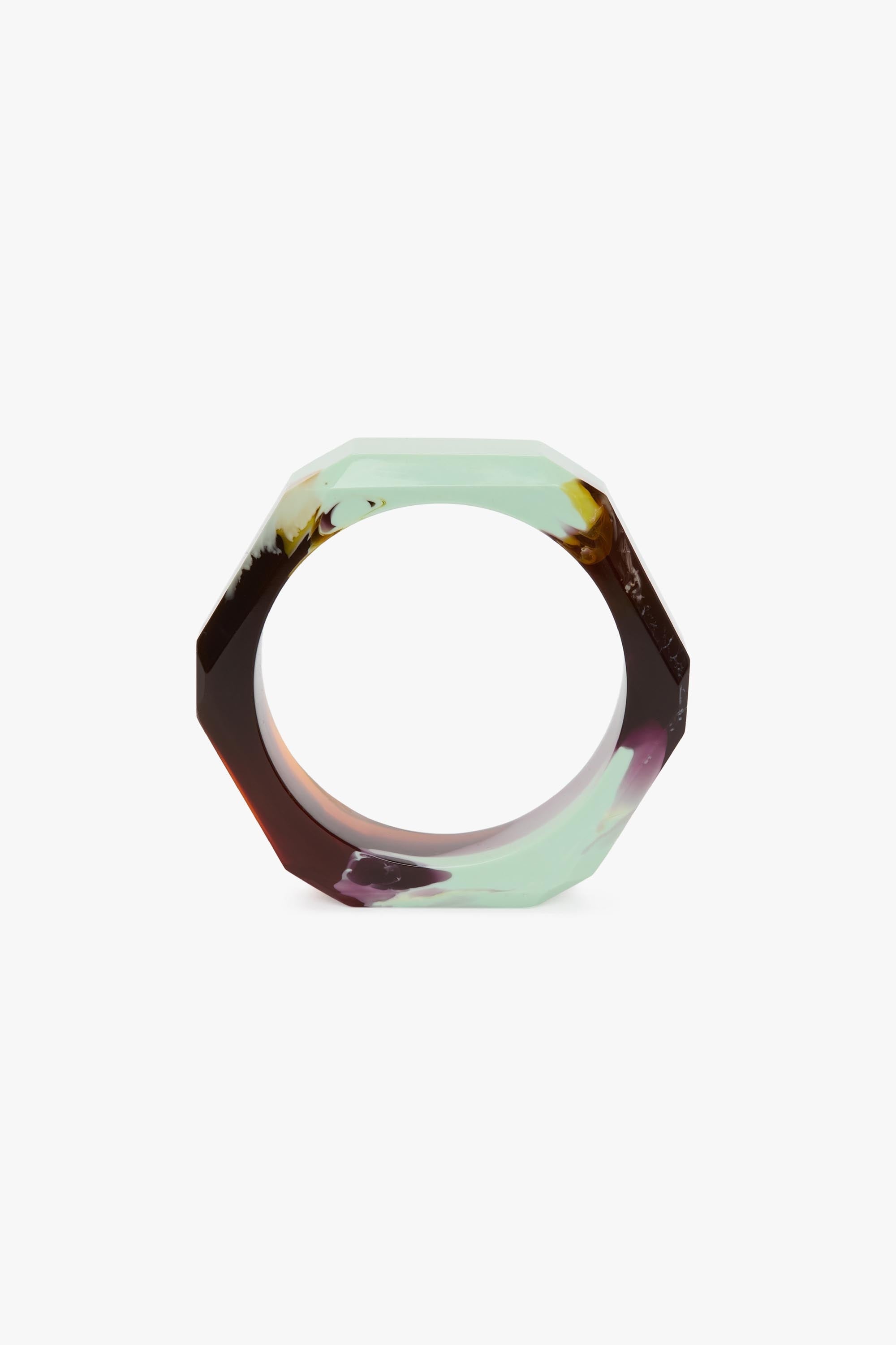 Resin Hexagonal Bangle In Light Blue-Honey - 2