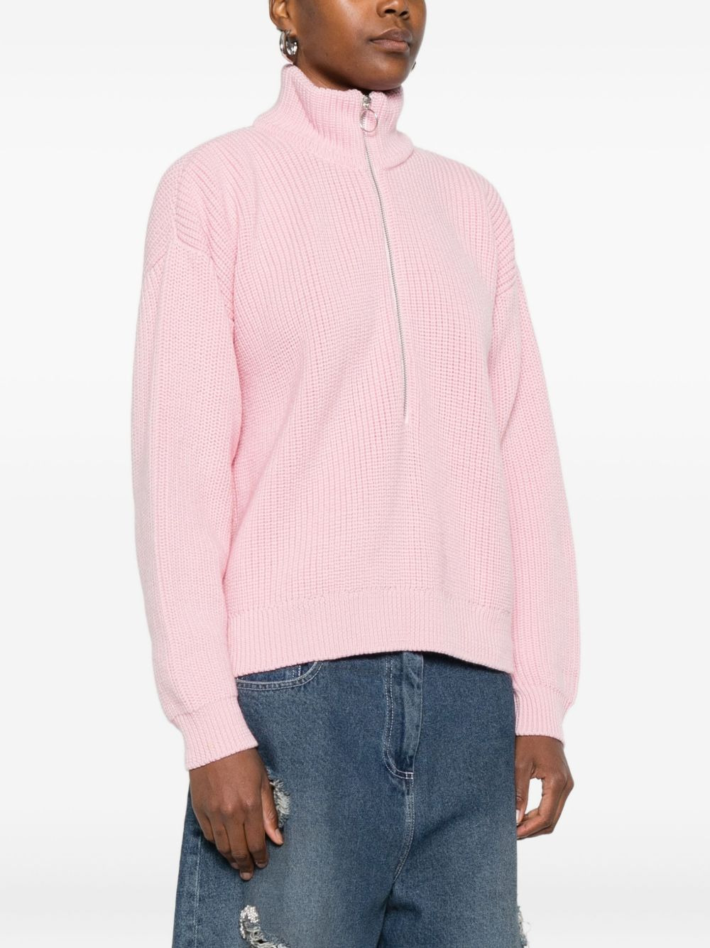 high-neck zip-front sweater - 3
