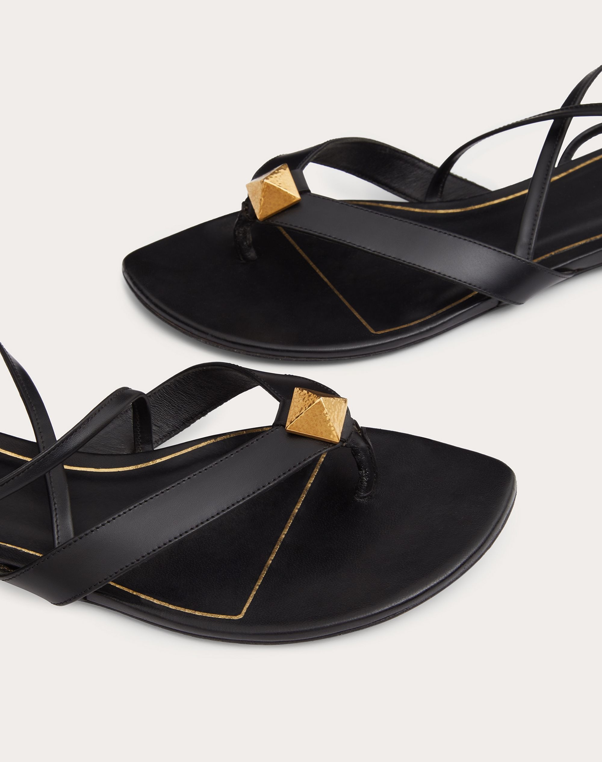 Roman Stud Flat Flip Flop Sandal in calfskin - 5