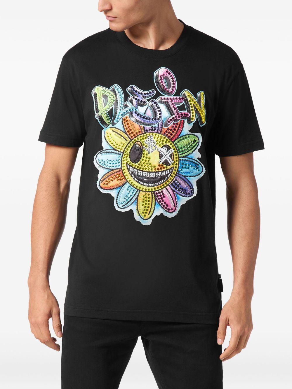 Stones Smile crystal-embellished flower T-shirt - 2