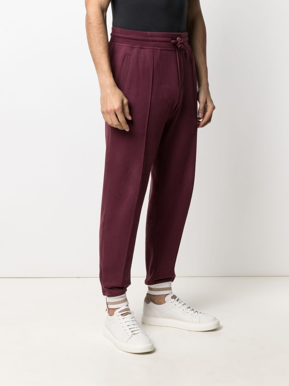 drawstring-waist cotton track trousers - 3