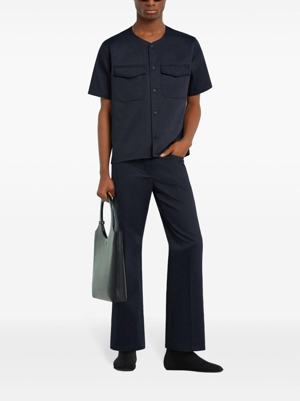 collarless shirt - 2