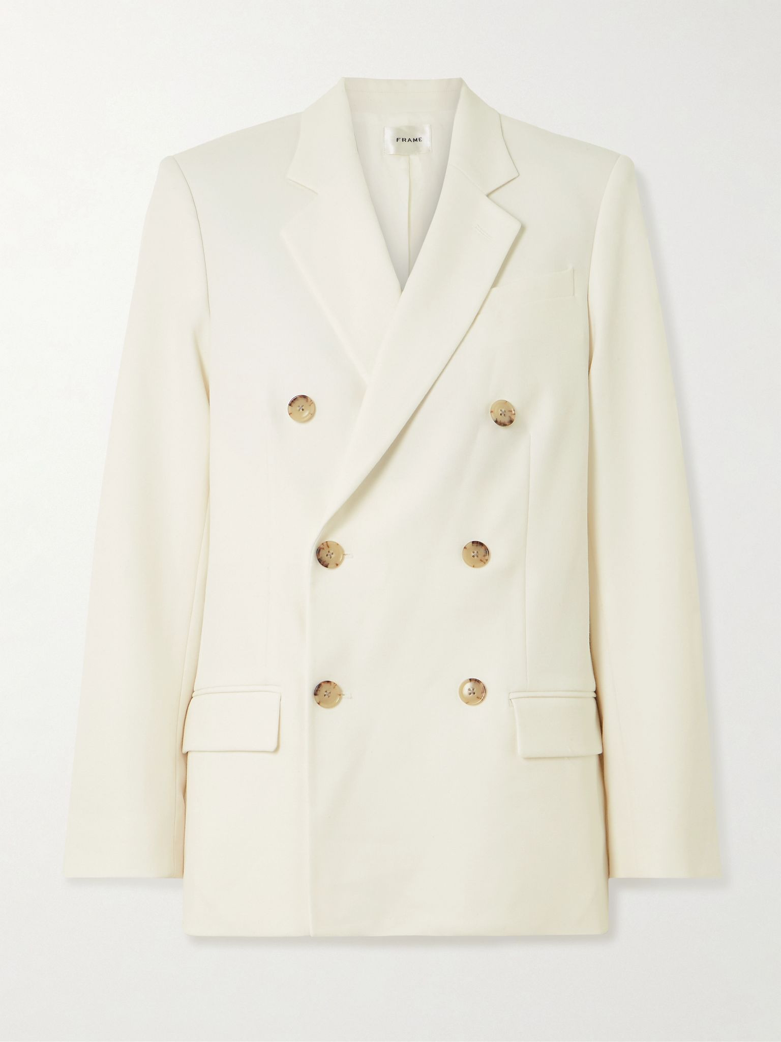 The Relaxed Everyday double-breasted woven blazer Ecru - 1