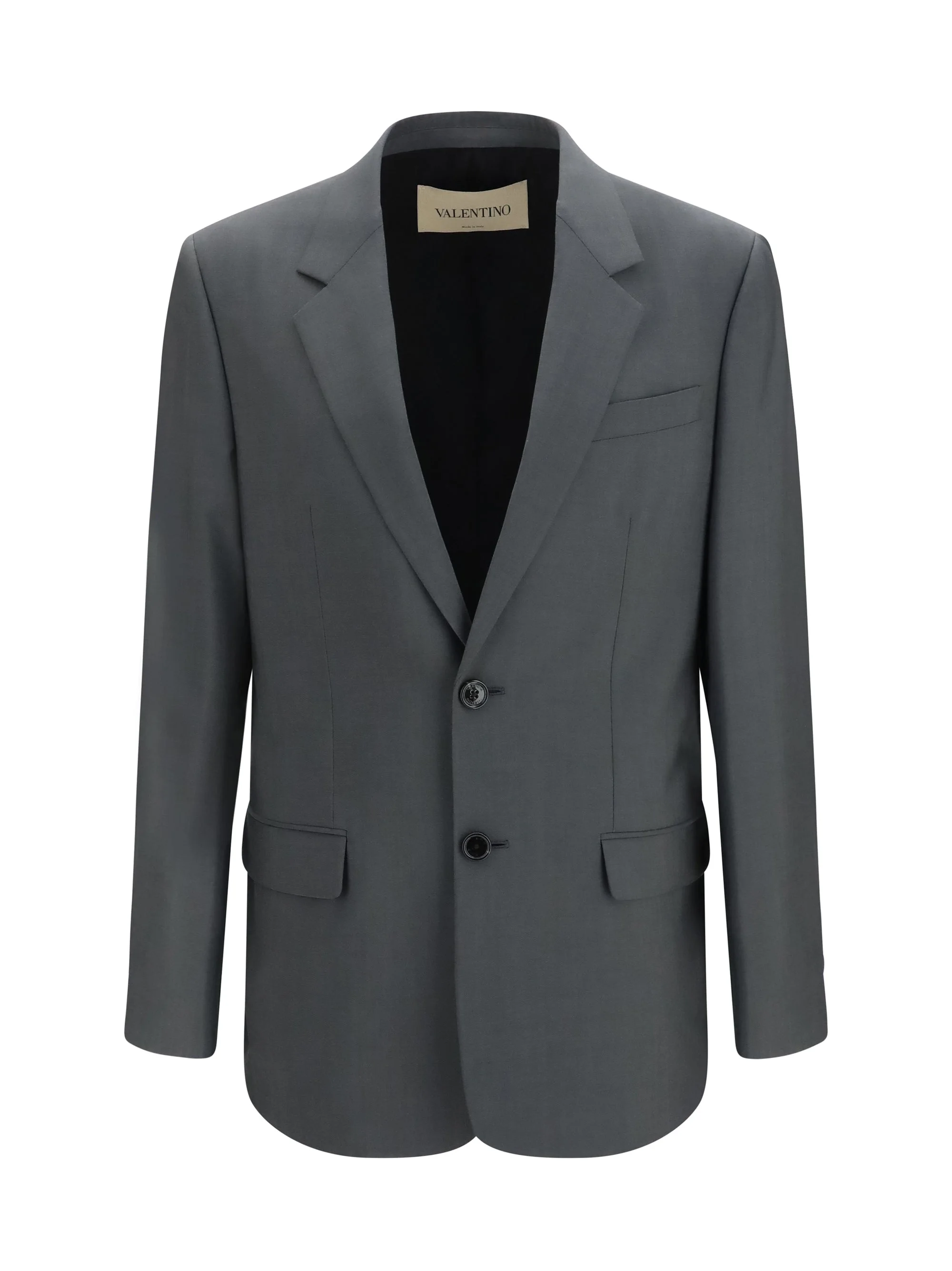 Valentino Single-breasted Wool Mohair Jacket Raven - 1