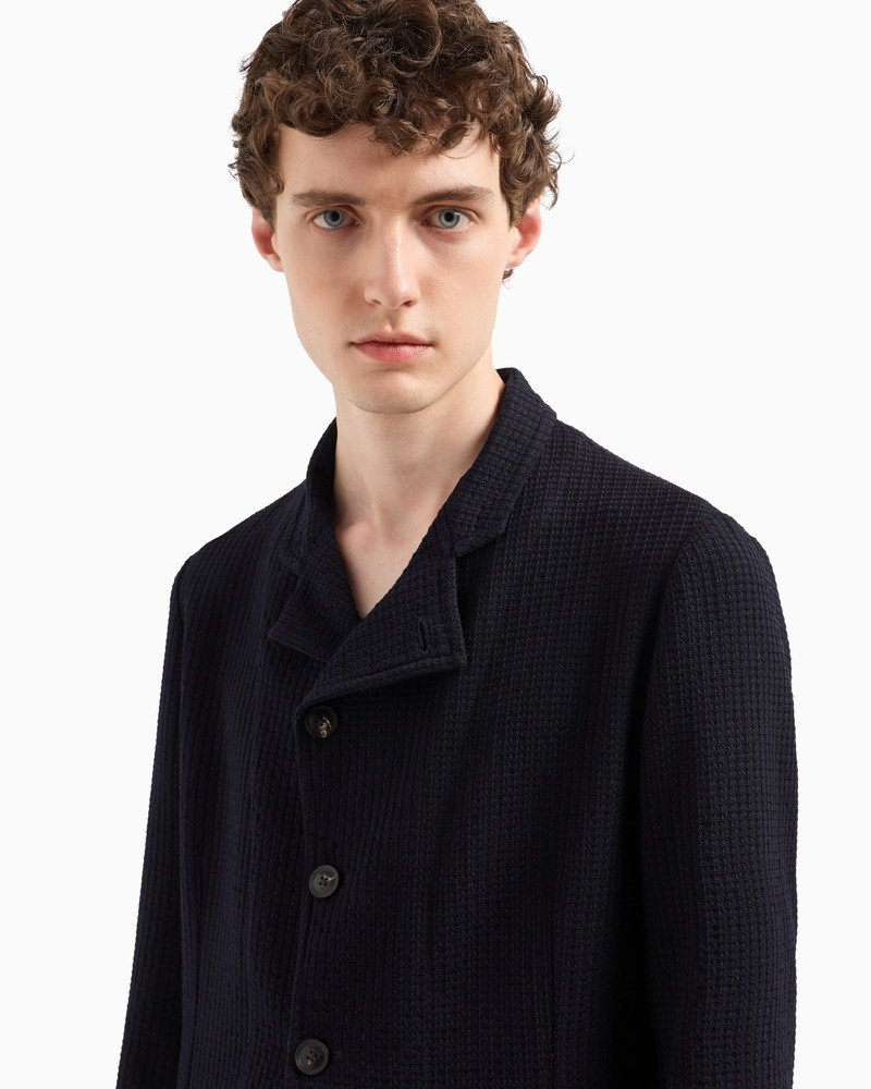 GURU-COLLAR JACKET WITH OFF-CENTRE FASTENING IN ARMURE VIRGIN WOOL 5