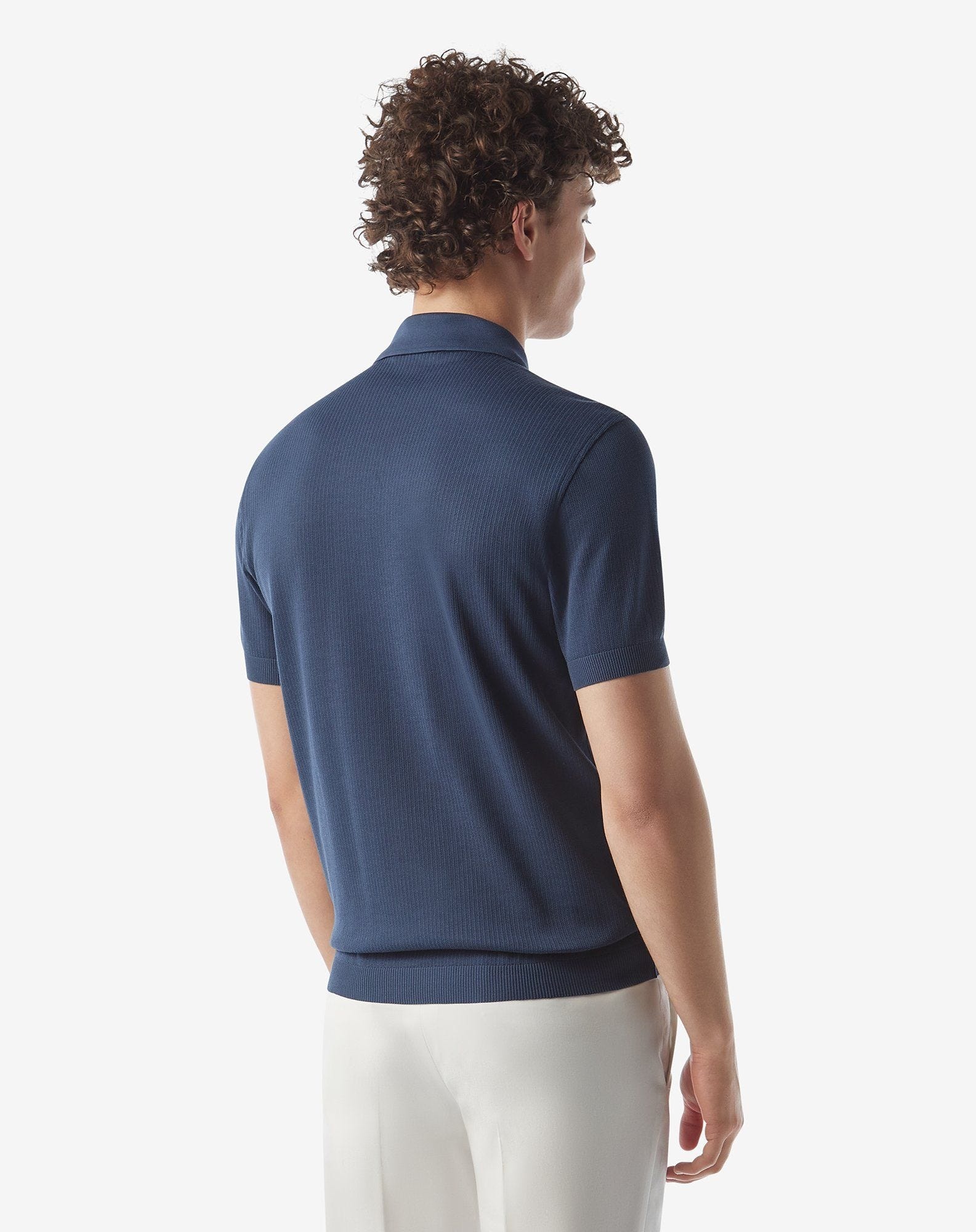 Light blue lisle thread polo shirt - 3