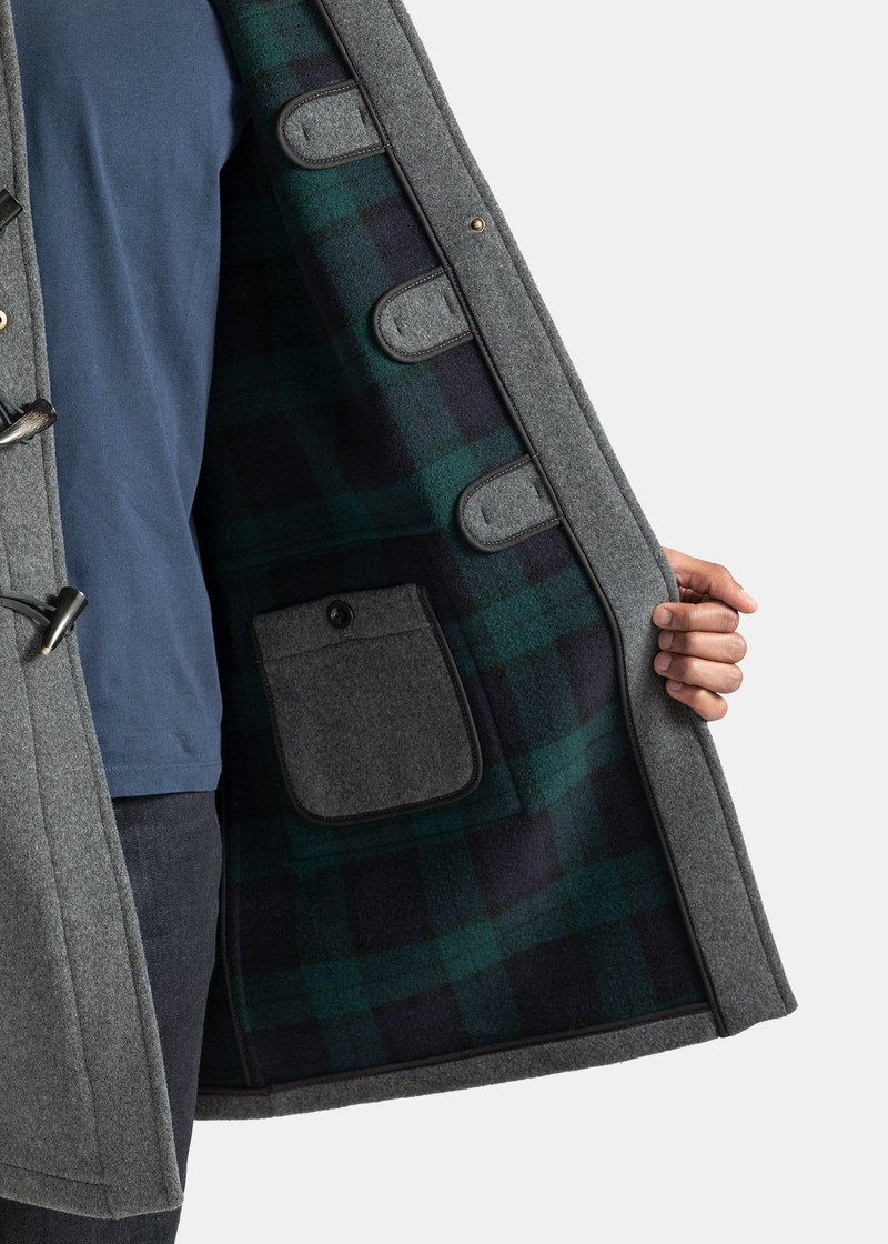 GLOVERALL Men's Morris Duffle Coat Grey Black Watch outlook