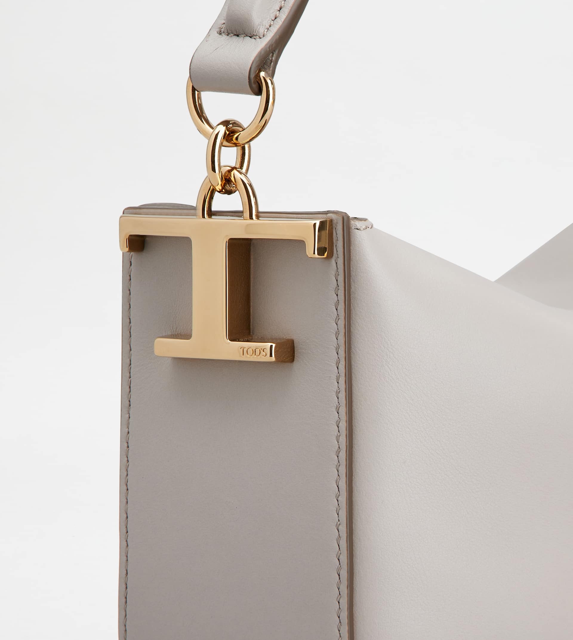 TOD'S T CASE HOBO BAG IN LEATHER MINI - GREY - 7