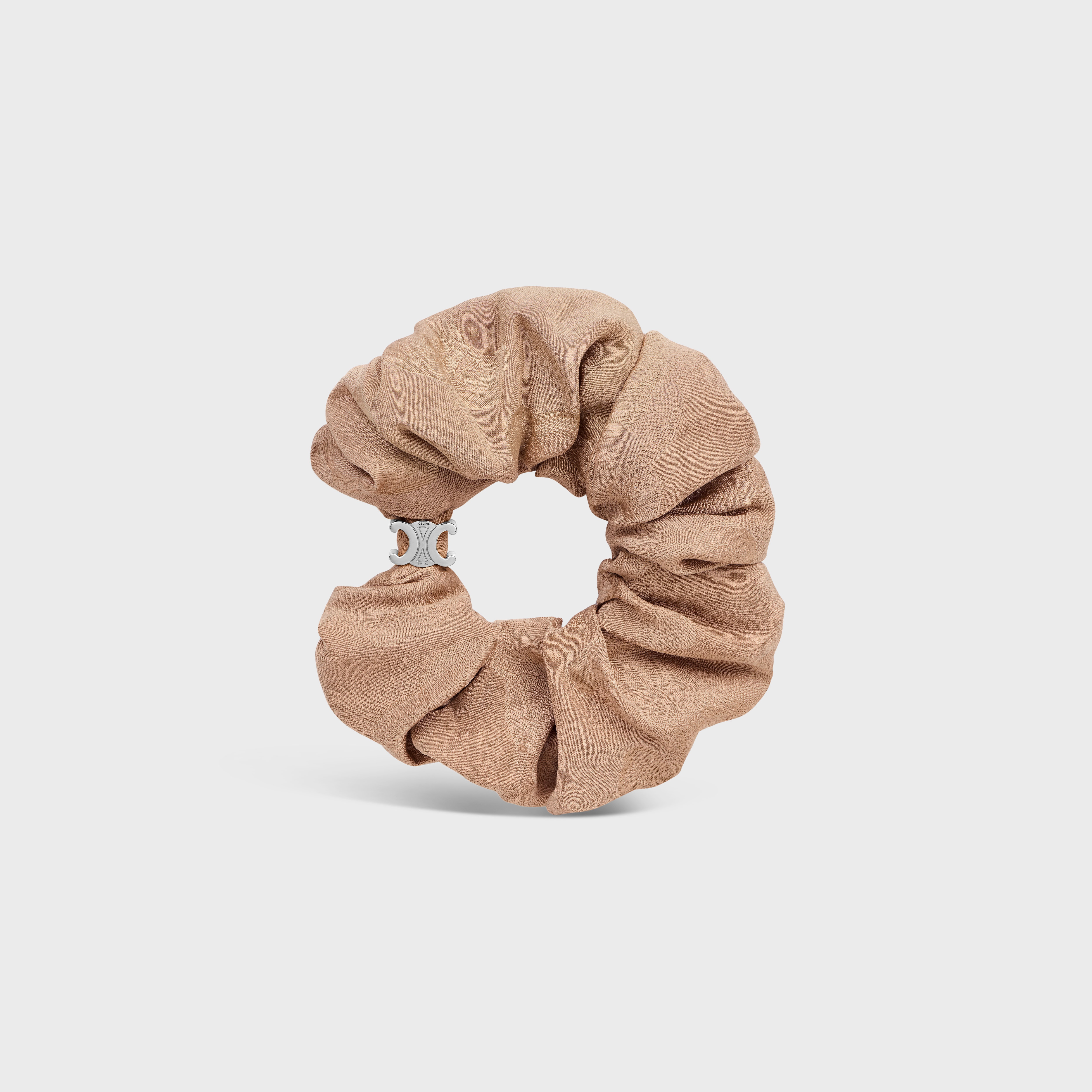 Celine Scrunchy Maxi Triomphe in Silk and Brass with Rhodium Finish - 1