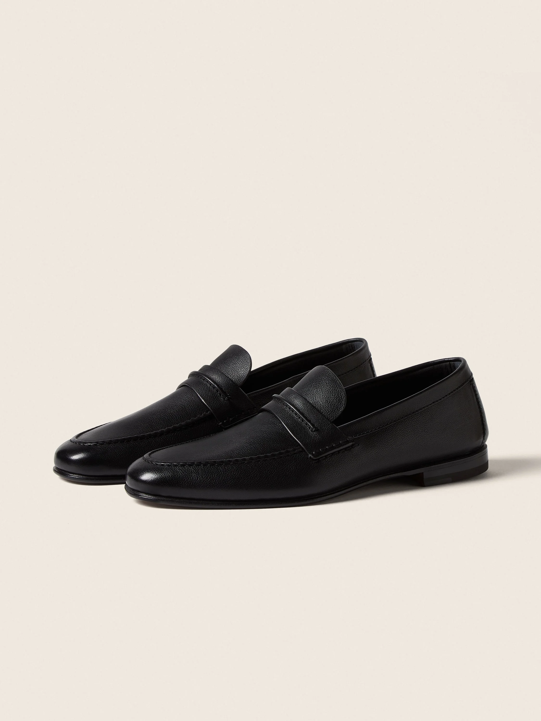 BLACK NATURAL GRAIN LEATHER MOCASSIN LOAFER - 1