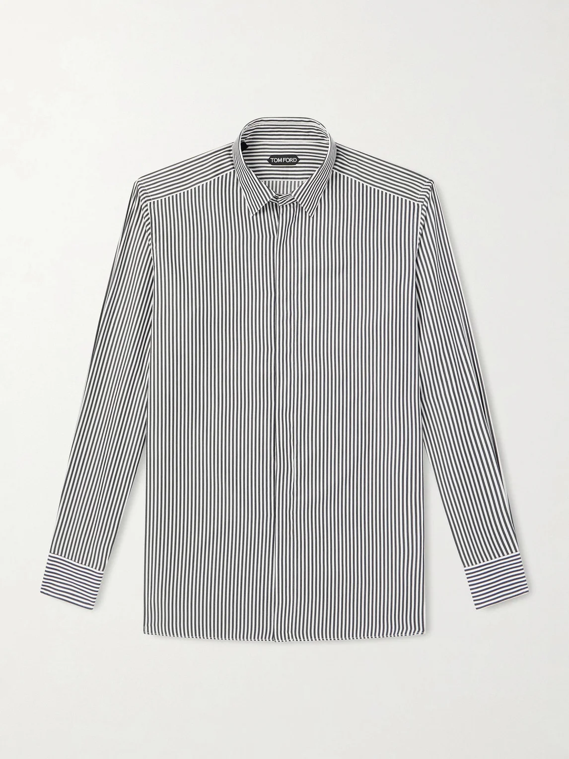 Striped Cotton and Silk-Blend Poplin Shirt - 1