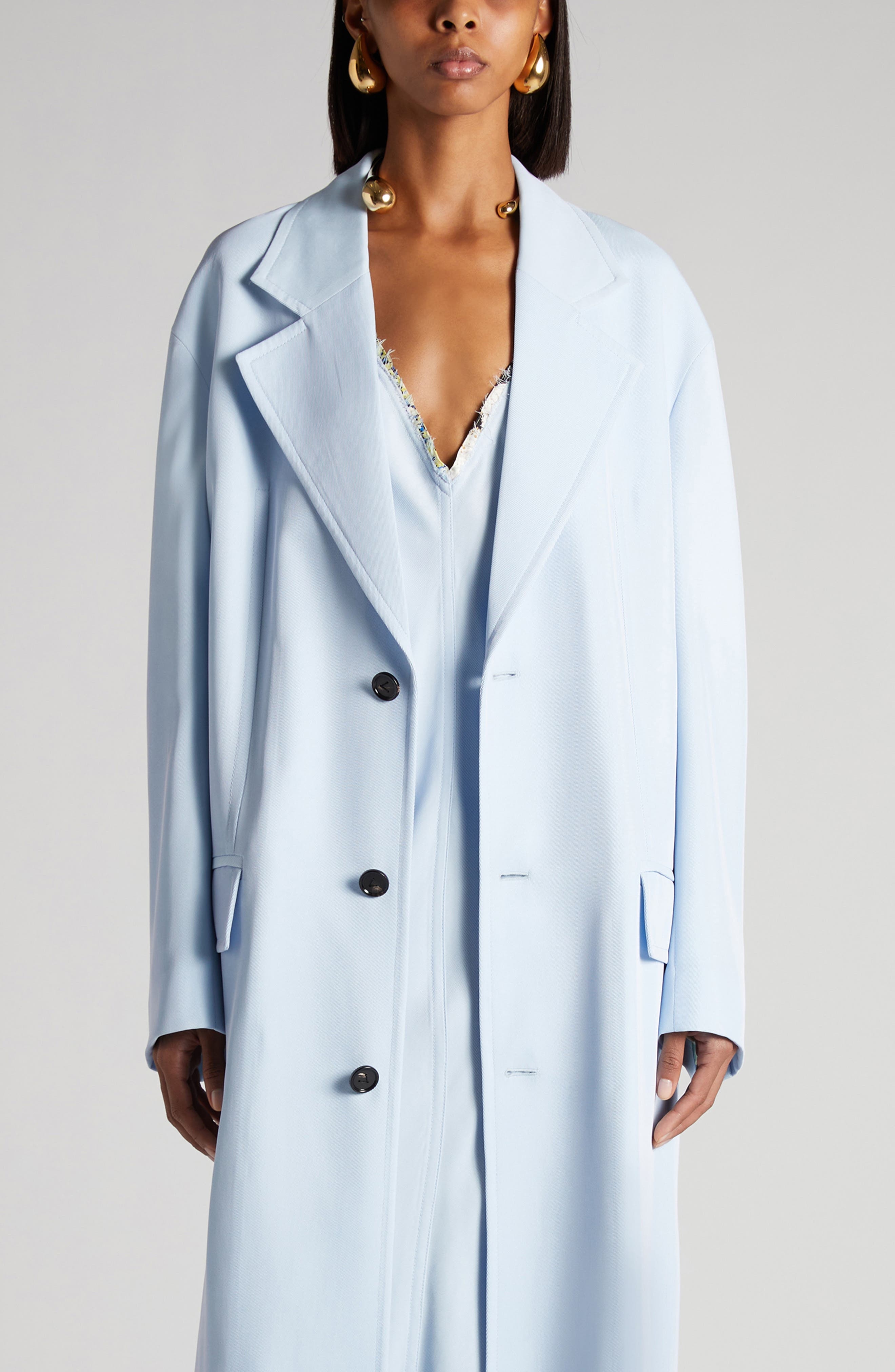 Bottega Veneta Twill Coat in 4350 Sky Blue at Nordstrom - 1