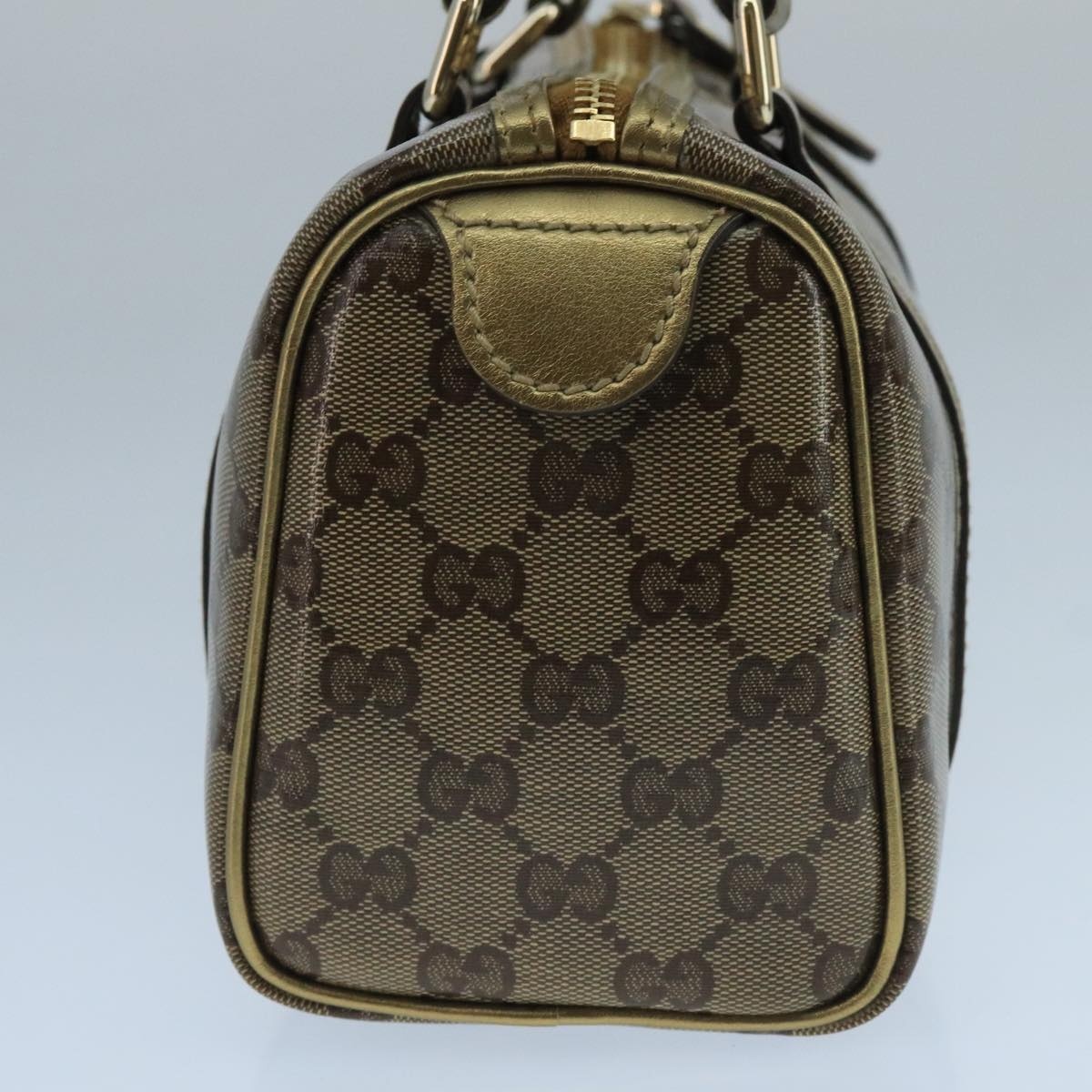GUCCI GG Crystal Hand Bag Coated Canvas Brown Gold - 4