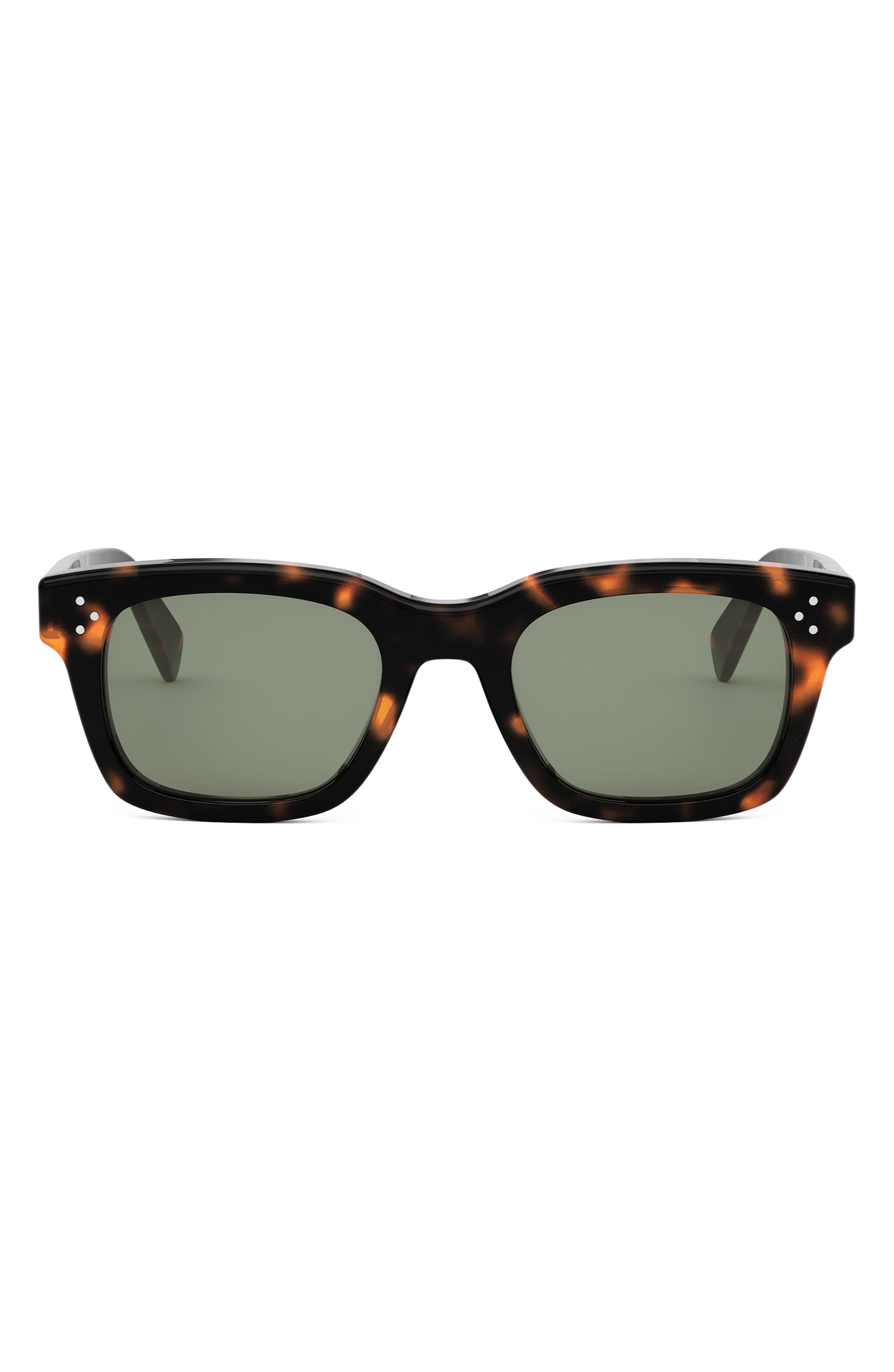CELINE Bold 3 Dots 50mm Square Sunglasses in Dark Havana /Green at Nordstrom - 1