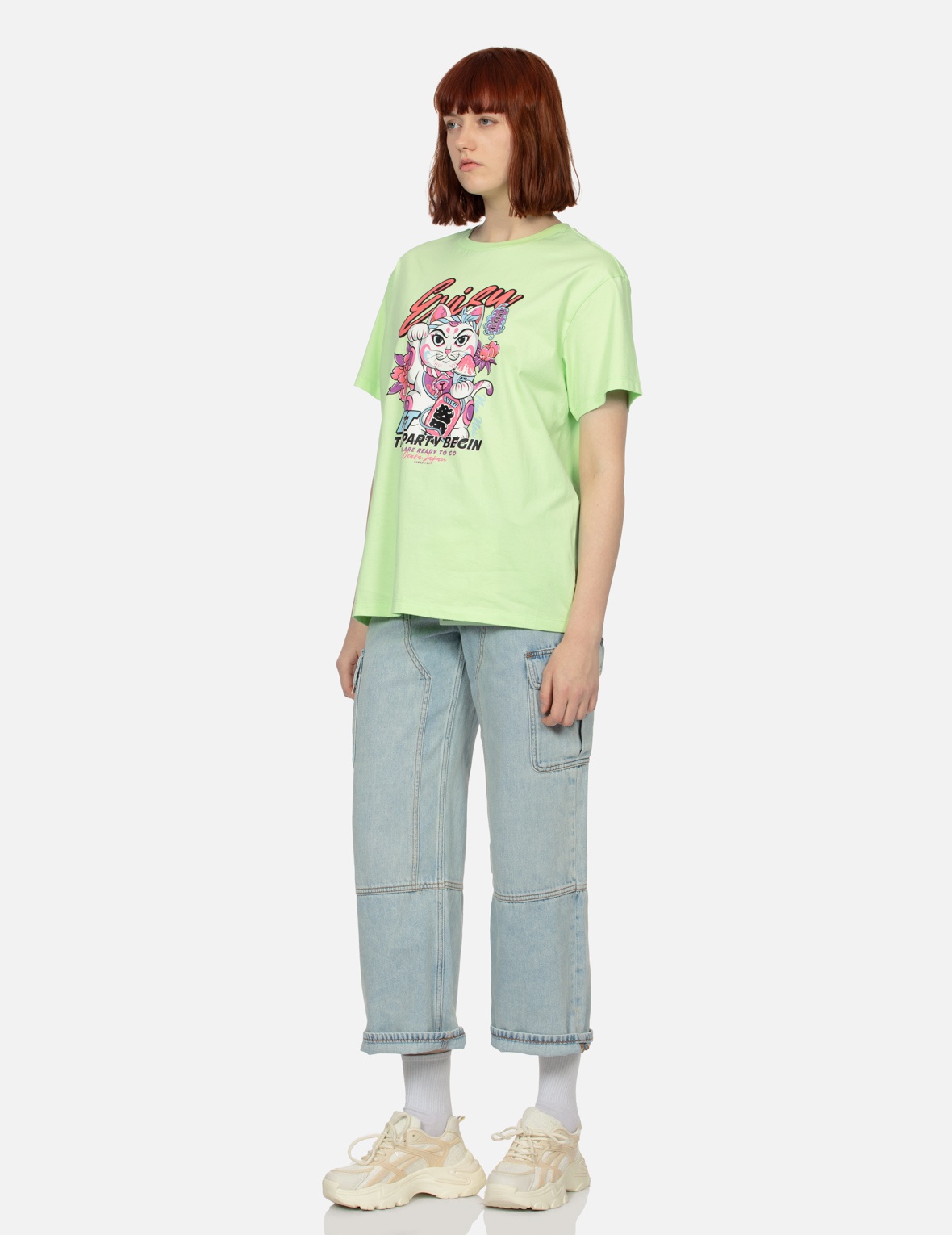 MULTI-POCKET DISTRESSED AND SEAGULL APPLIQUÉ FASHION FIT CARGO JEANS - 4