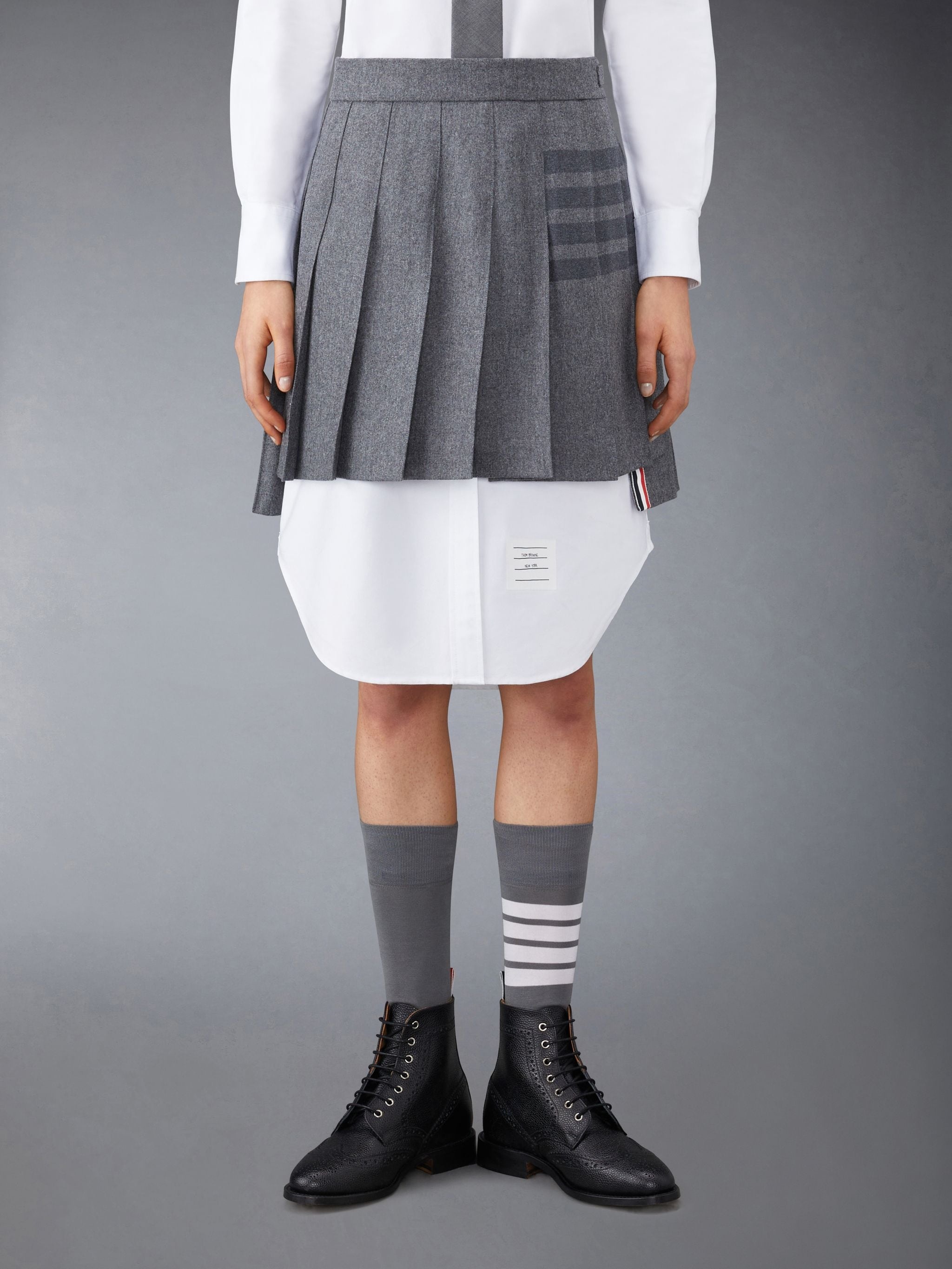 4-Bar stripe pleated skirt - 1