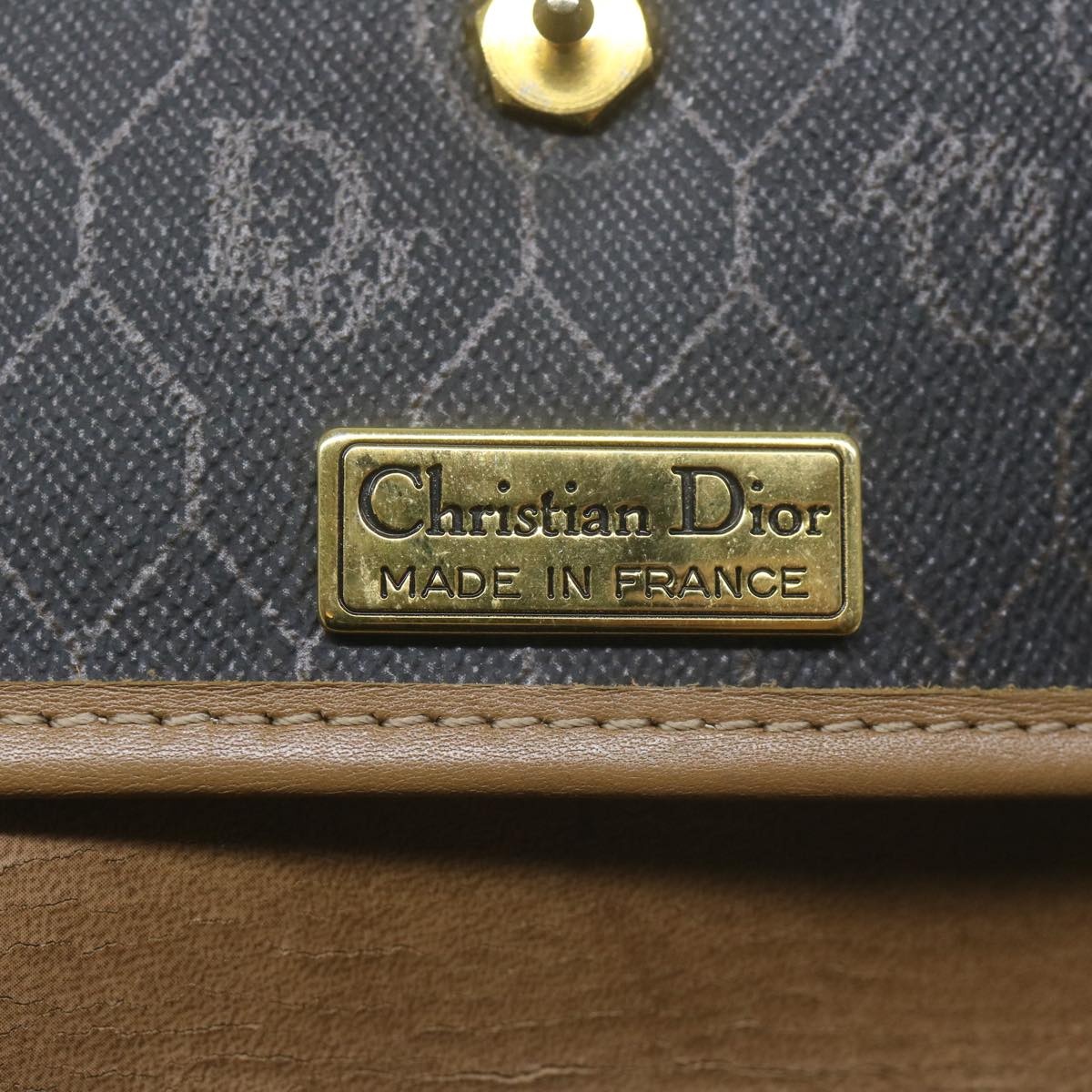 DIOR Honeycomb Canvas Hand Bag Leather Black - 10