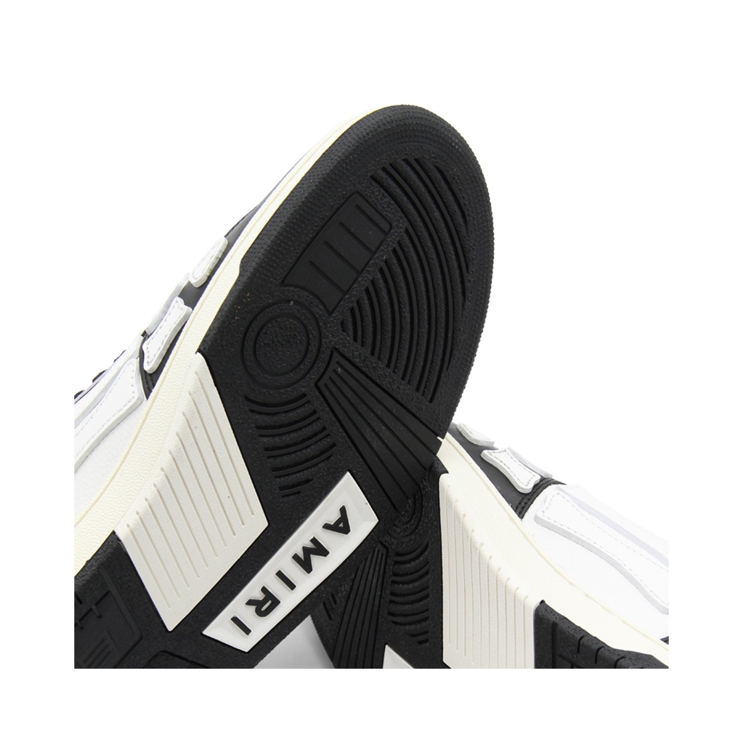 BLACK AND WHITE LEATHER SKEL SNEAKERS - 4