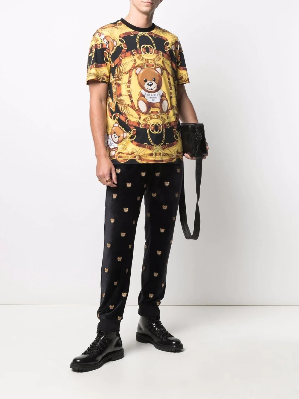 Teddy-embroidered velour track pants - 2