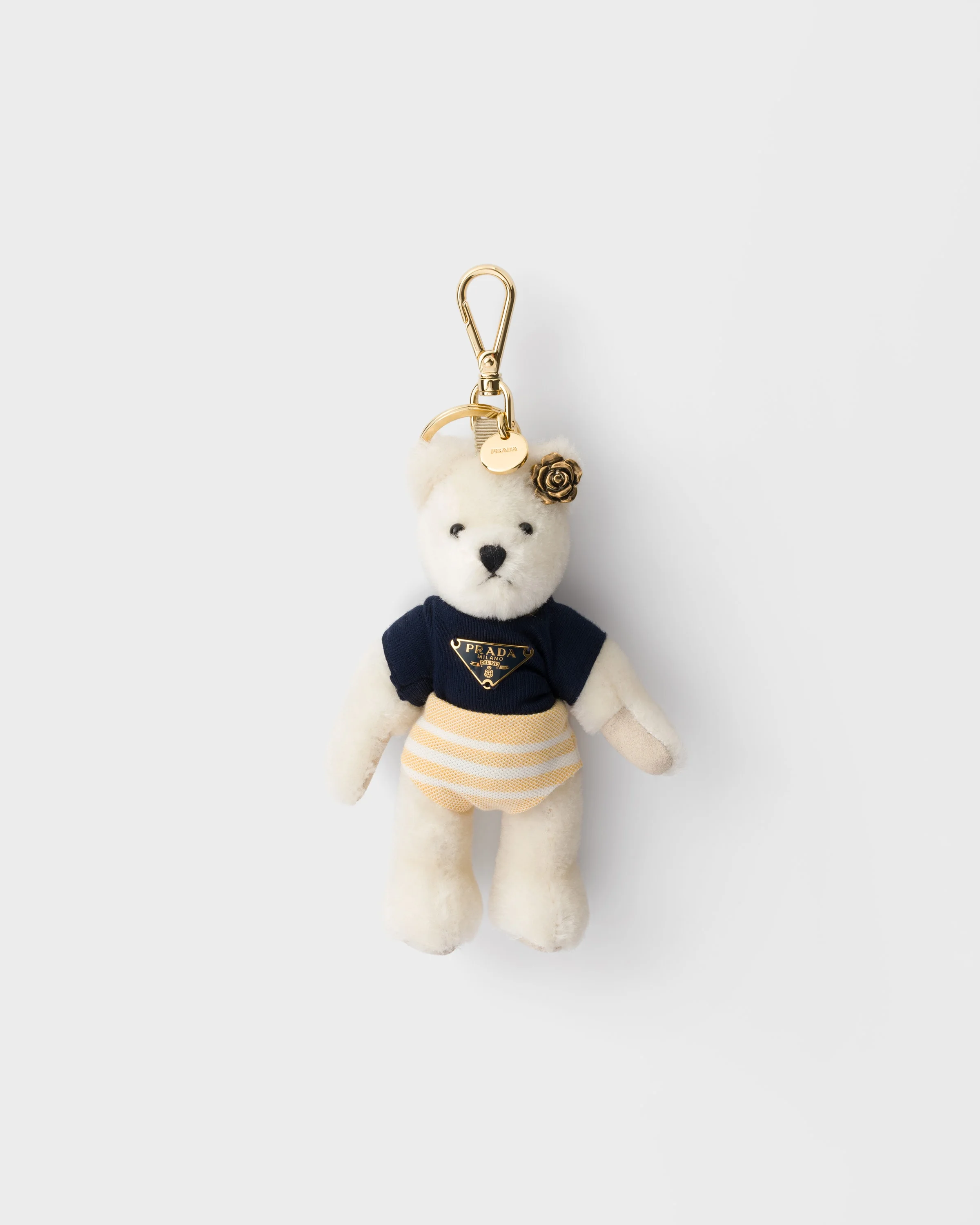 Teddy bear key ring charm with metal ring - 1