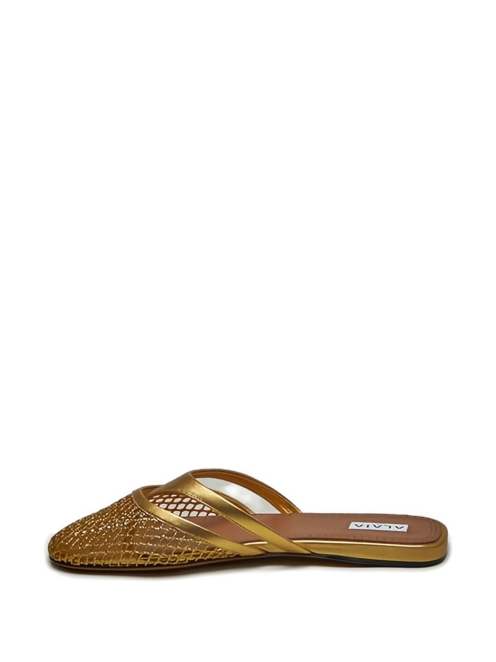 net-panelled leather mules - 5