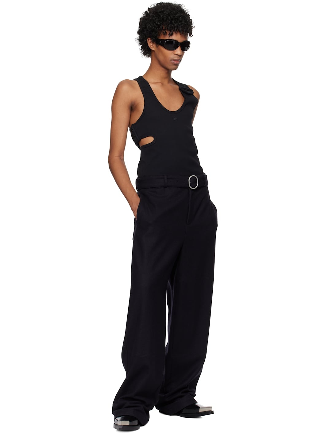 Black 90's Rib Cut Out Tank Top - 5